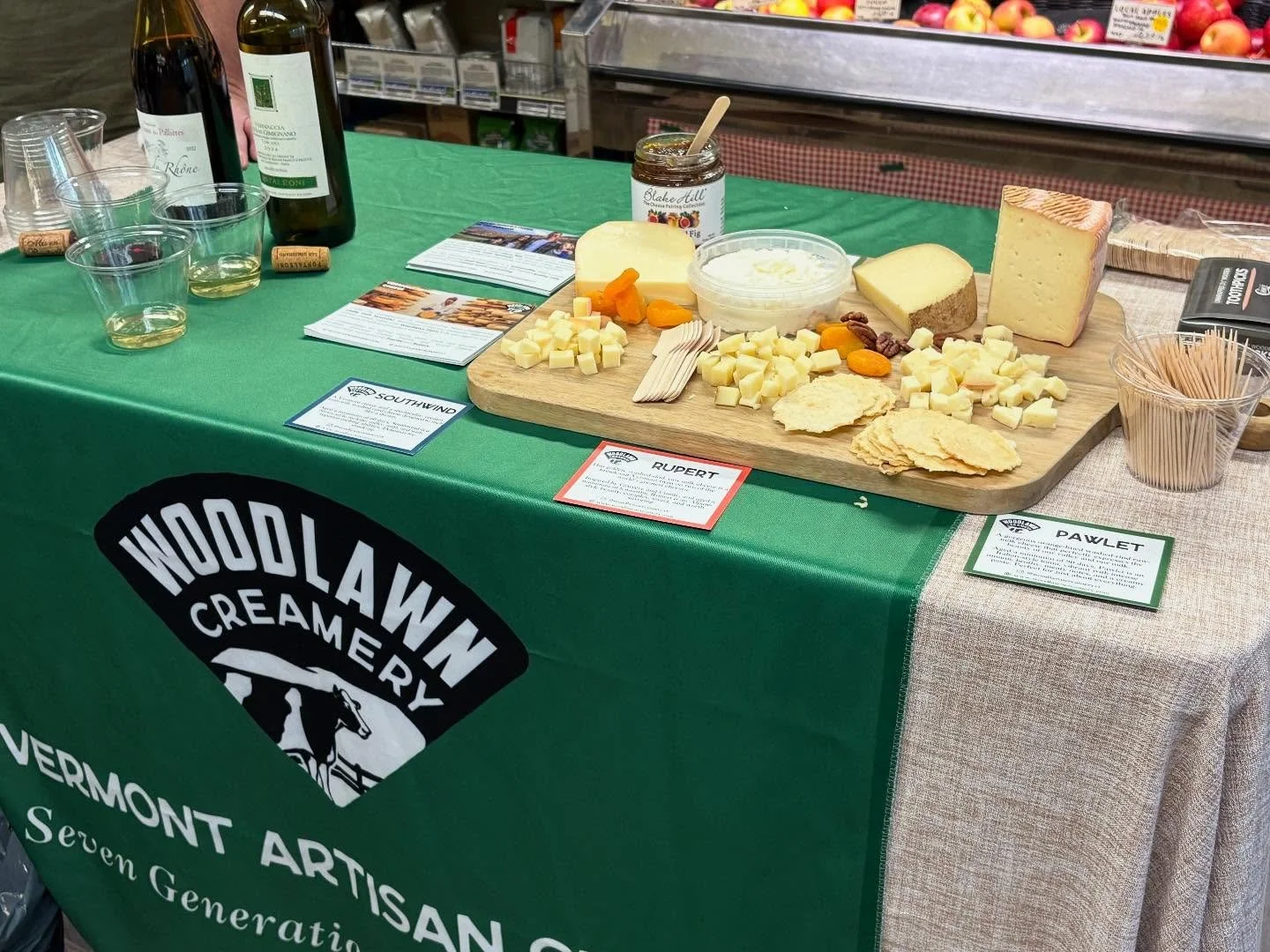 Farmers wife sampling cheese (paired with wine!) today at the @oldcreamerycoop while the farmer tends to the @dorsetfarmersmarketvt 

#vermontcheese #artisancheese #cheeseboard