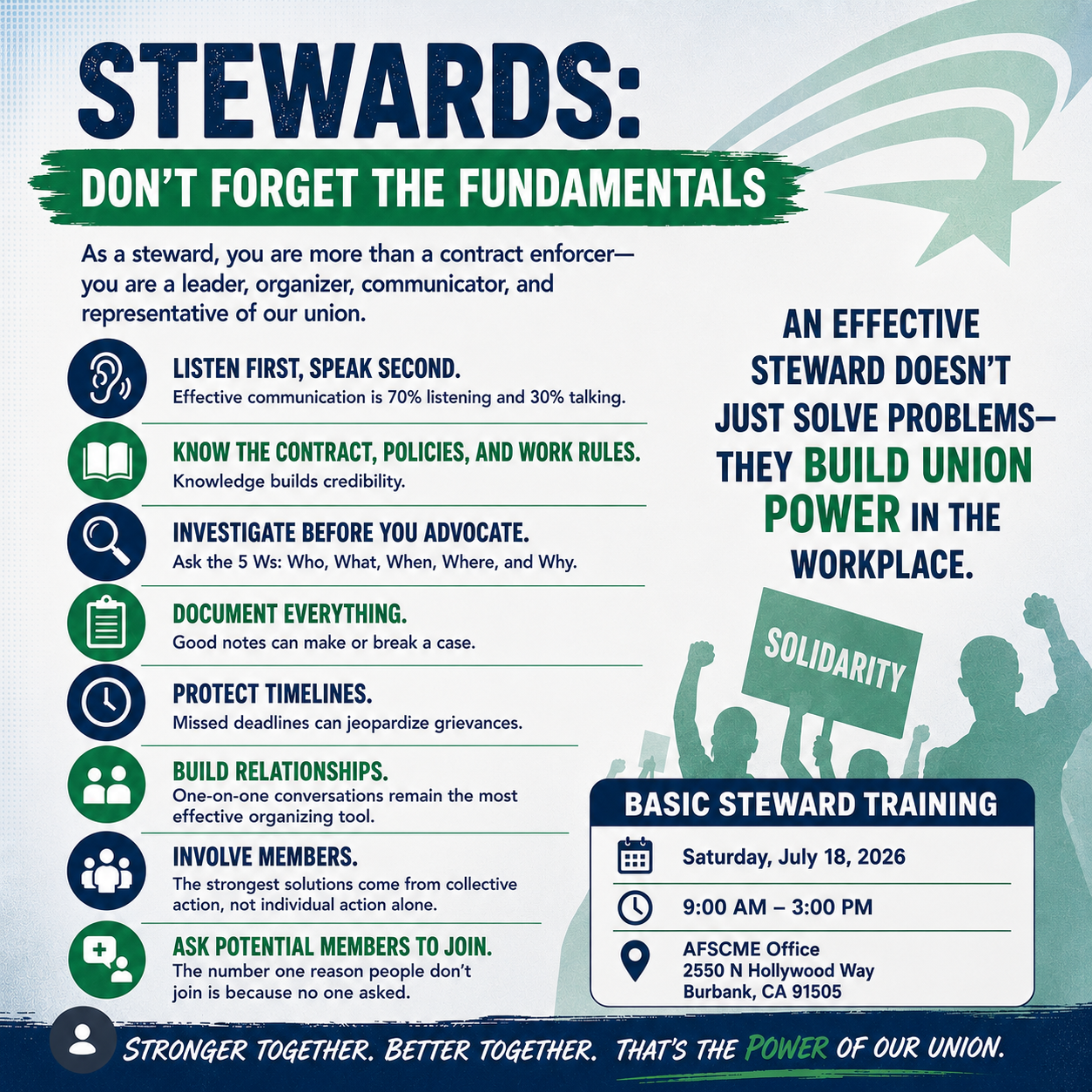 Basic Steward Training on July 18th
