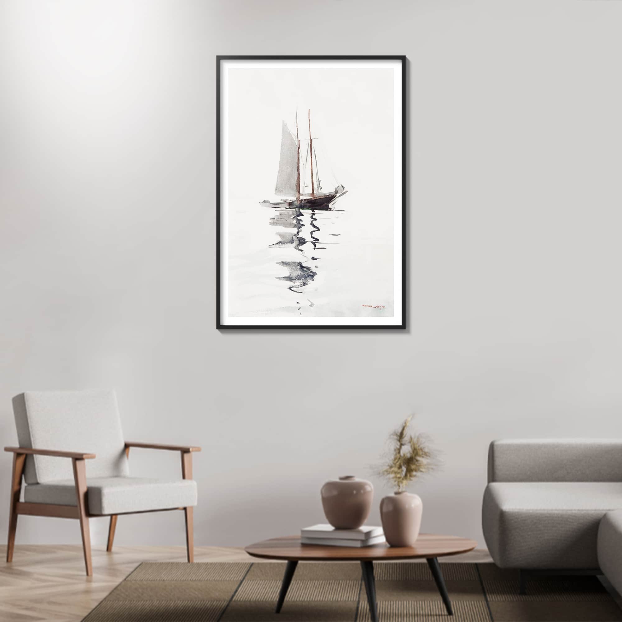 Tall Schooner Sailboat Print in Living room