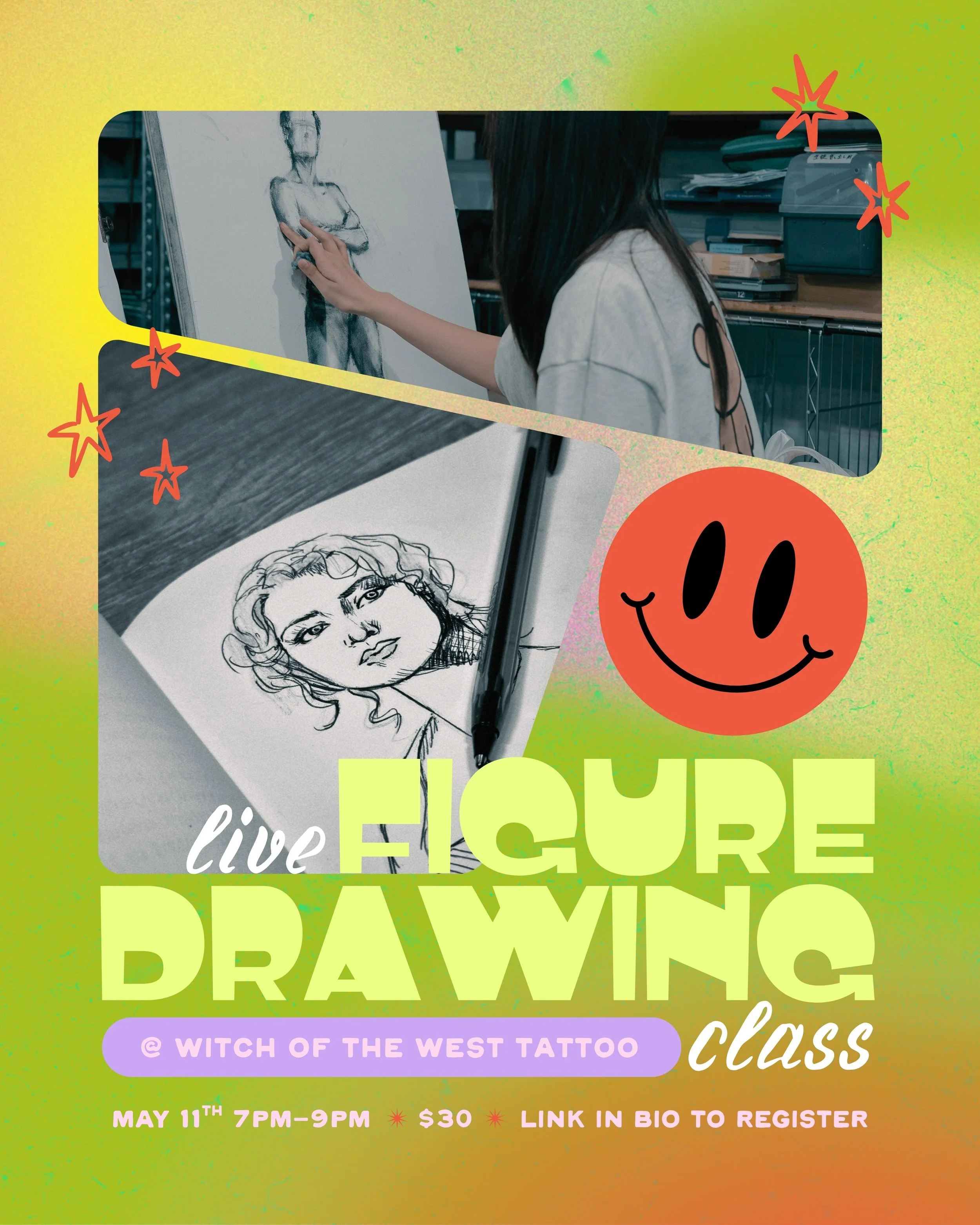 May 11th, 2026, 7pm-9pm - Live Figure Drawing Class