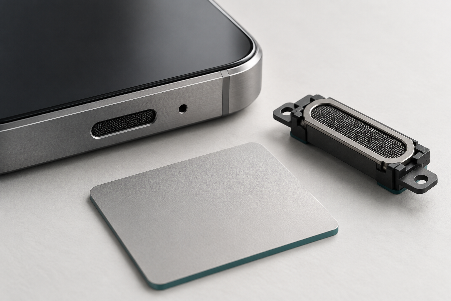 Generic enclosure edge, speaker grille and acoustic module.