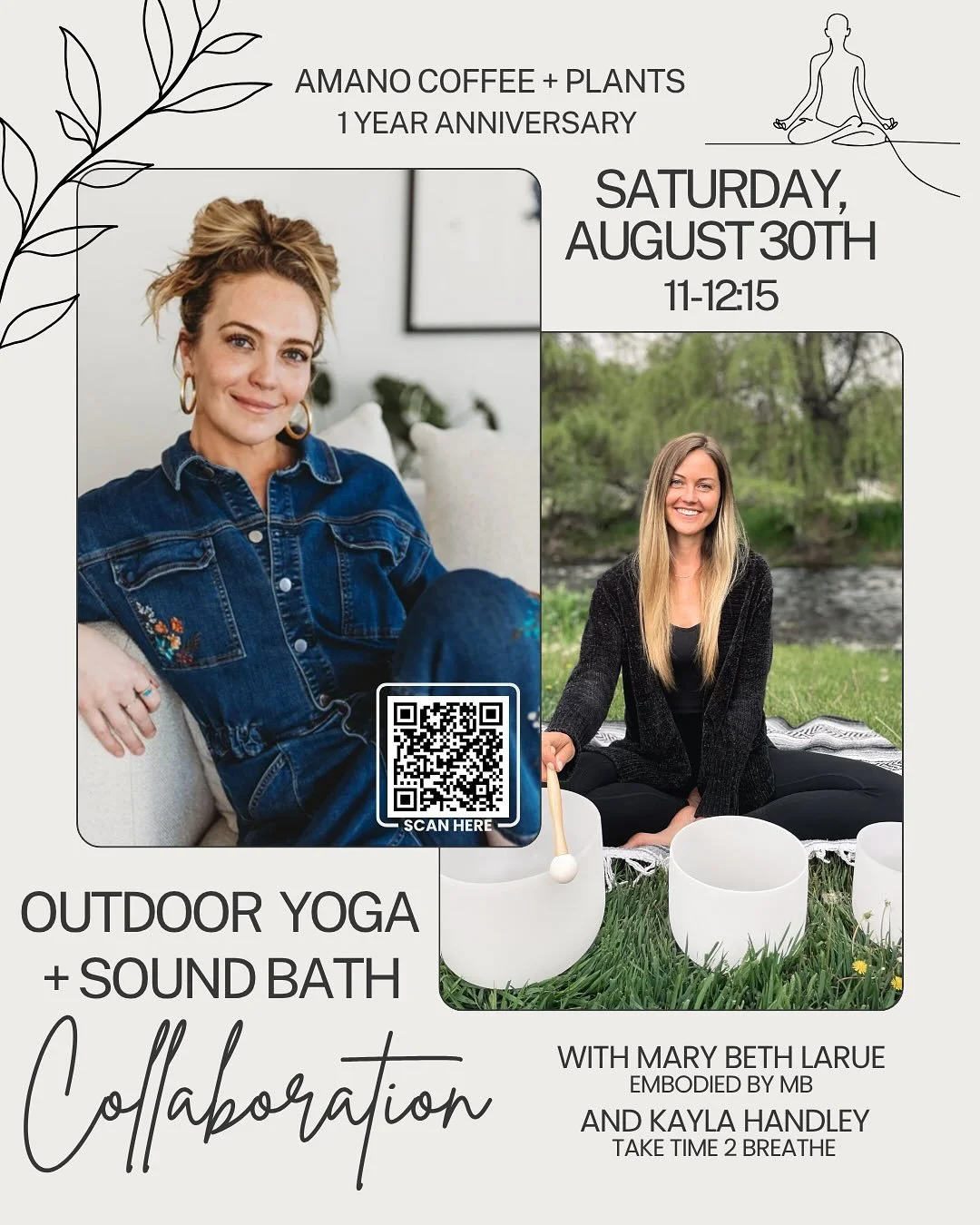 ✨ Creekside yoga, sound bath &amp; aura photography ✨
 We&rsquo;re kicking off our 1-year anniversary weekend by the creek, surrounded by nature, with yoga + sound therapy led by @marybethlarue and @taketime2breathe 

Start with an energizing, ground