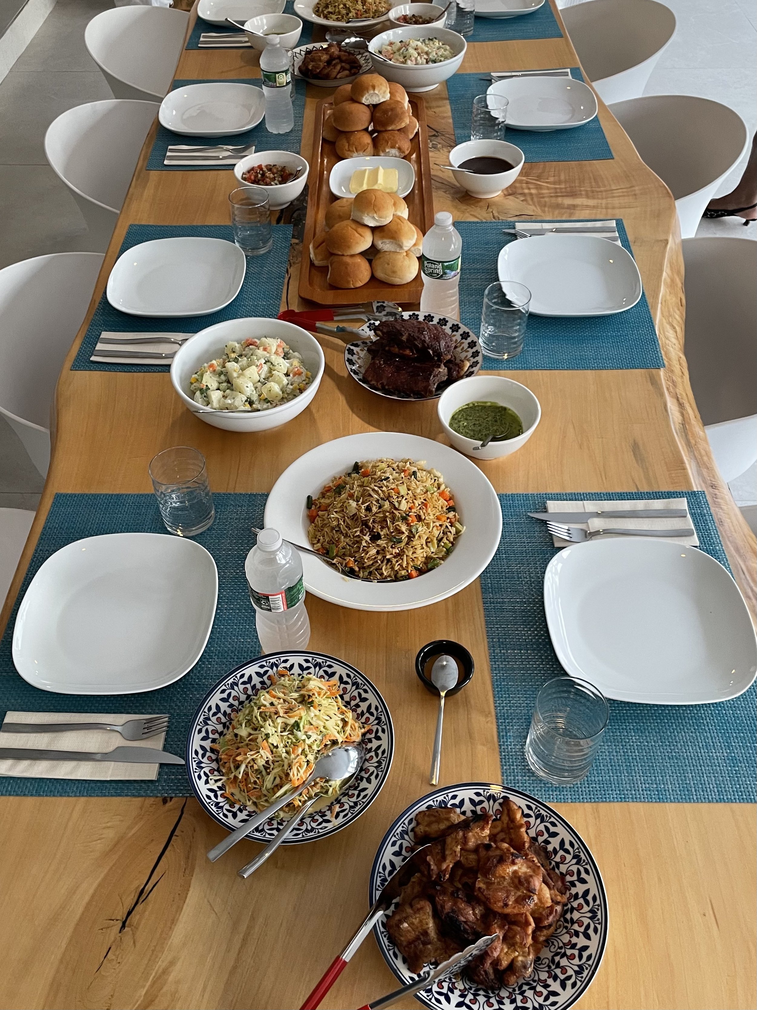 family style private chef dinner.