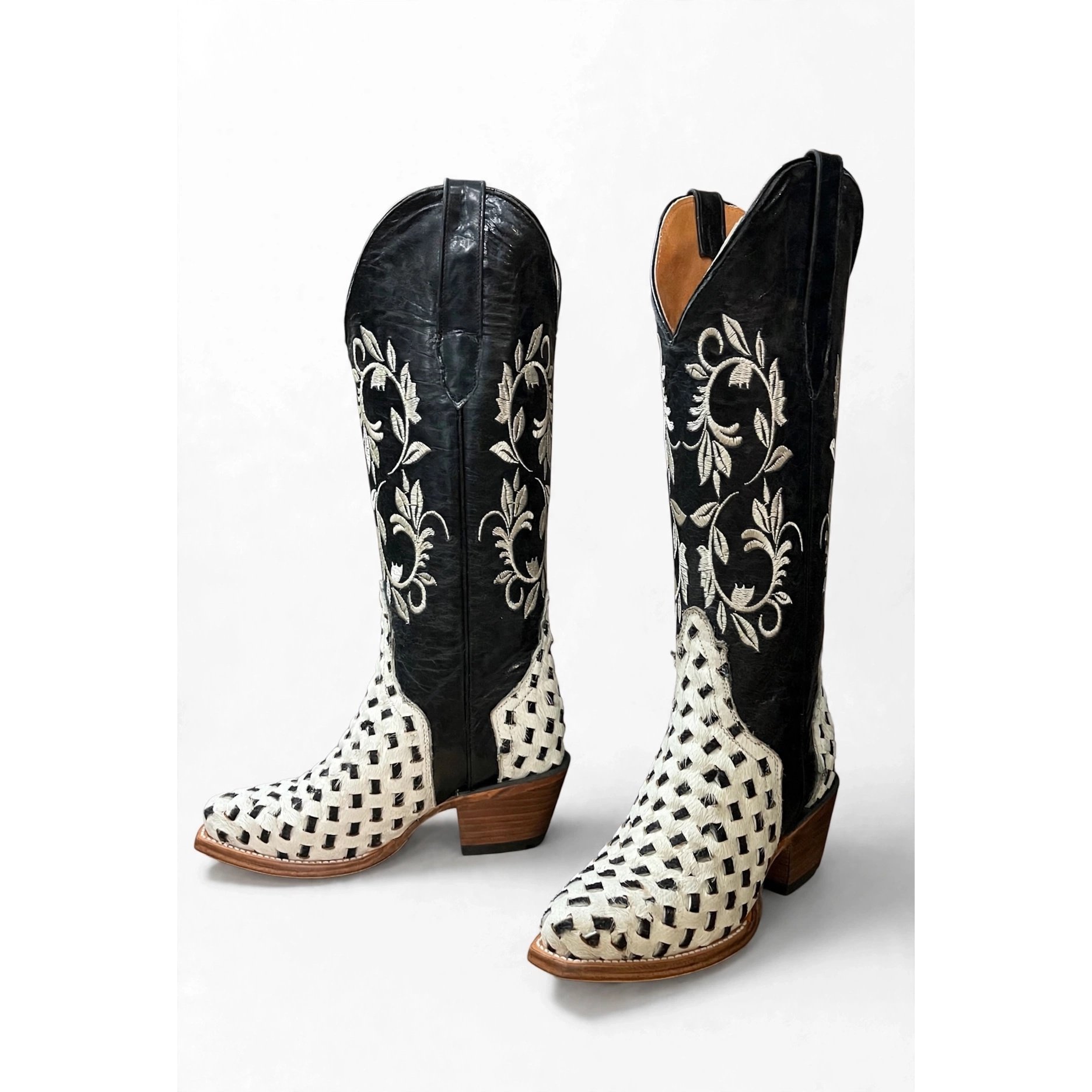 Calf High - Black & White Woven