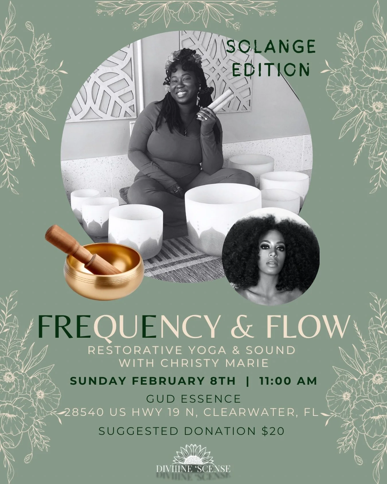🌻Frequency and Flow: Solange Edition 🌻

Today we flow! In honor of Black History Month, today&rsquo;s class will feature the music of Solange! Join us for a restorative yoga flow with sound healing 🌻

🕚 Time: 11:00 AM &ndash; 12:00 PM
📍 Location