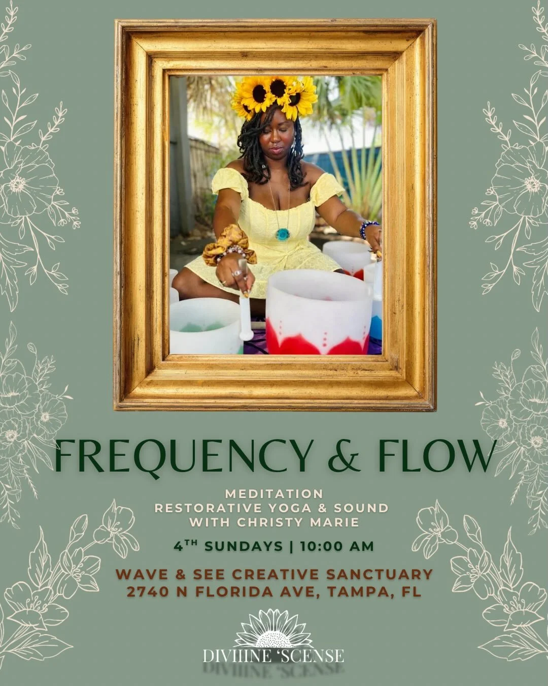 Frequency &amp; Floooow✨

WE ARE BACK this month on May 24th with another session at @waveandsee ✨

Restorative R&amp;B Yoga, meditation and sound. Join me in the sanctuary and let&rsquo;s get free🌻
 
📍 2740 N. Florida Ave., Tampa, FL
🕰️ 10 AM 
📅