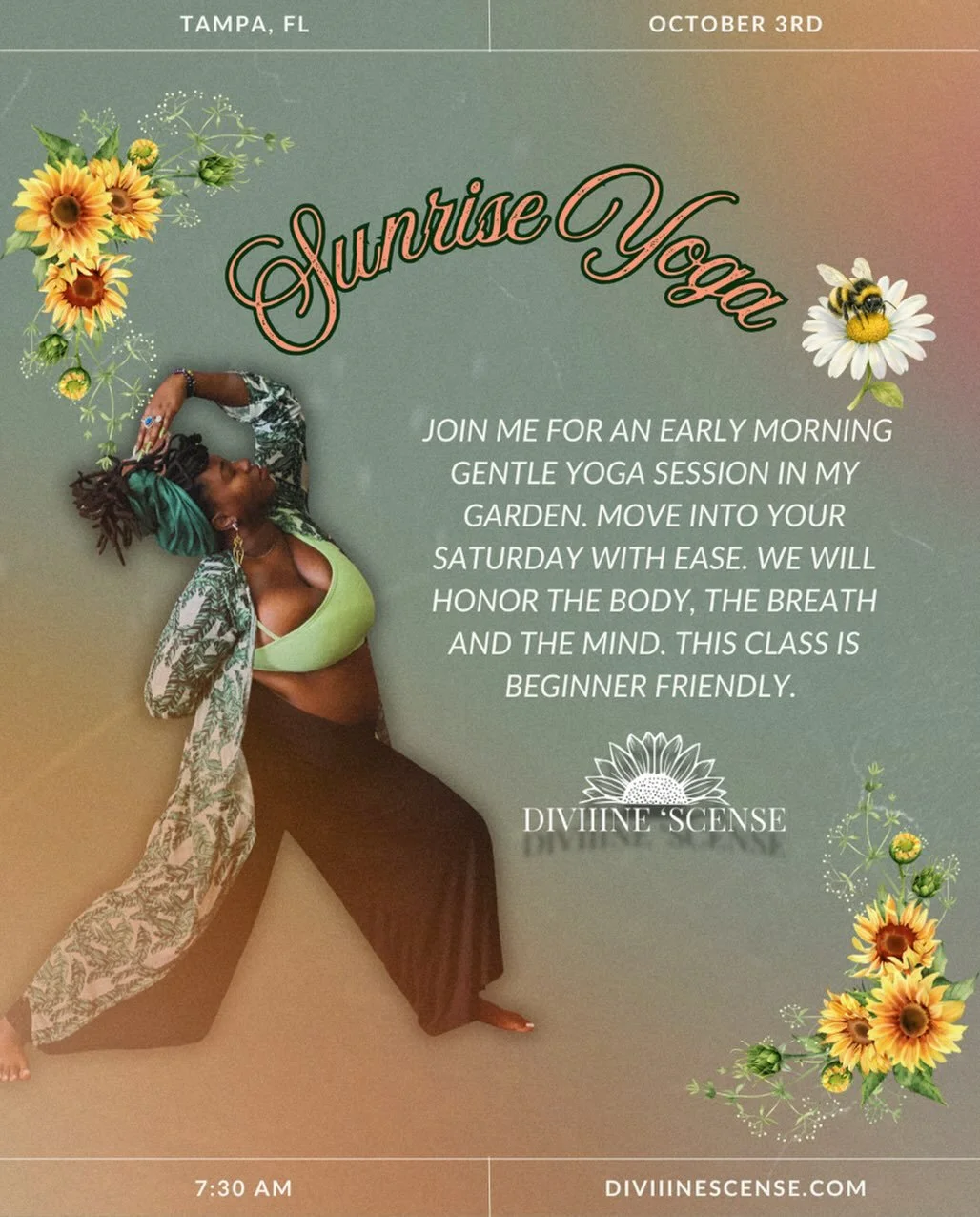 Happy Fall Equinox 🍂✨ 

I have a offering in a few weeks. Join me for gentle yoga in my garden. 🪴 ✨

🌻October 3rd
🌻7:30 AM
🌻Tampa, Florida
🌻Intimate Class

You can register at the 🔗 on my page or comment interested and I will send you the link