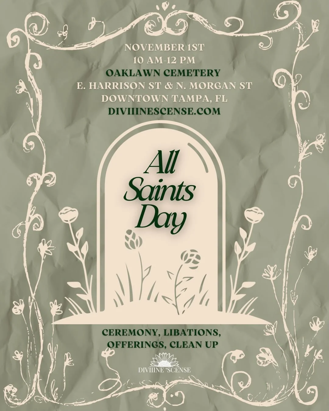 🤍ALL SAINTS DAY🤍 - Closing out Hoodoo Heritage Month, in just a few short weeks we will gather to honor our dead here in downtown Tampa on November 1st on All Saints&rsquo; Day. Oaklawn Cemetery is a known slave burial ground here in Tampa, FL and 