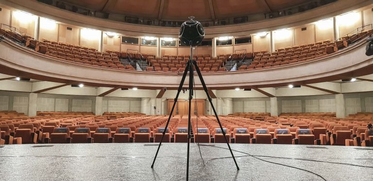 Qohm dodecahedron sound source used for theatre reverberation and room impulse response measurements