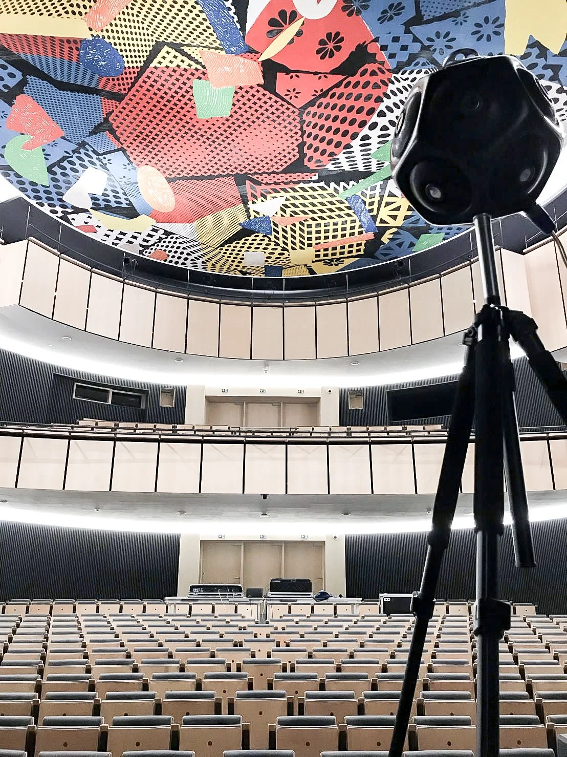 Qohm dodecahedron source used for auditorium reverberation measurements