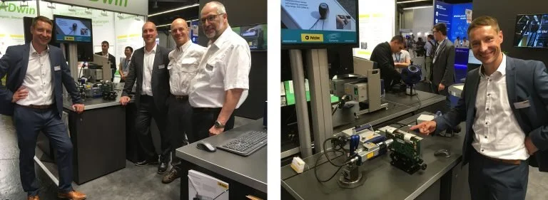 Qsources light weight shaker on electronics board combined with Polytec laser doppler on Sensor and Test Nuremberg Germany