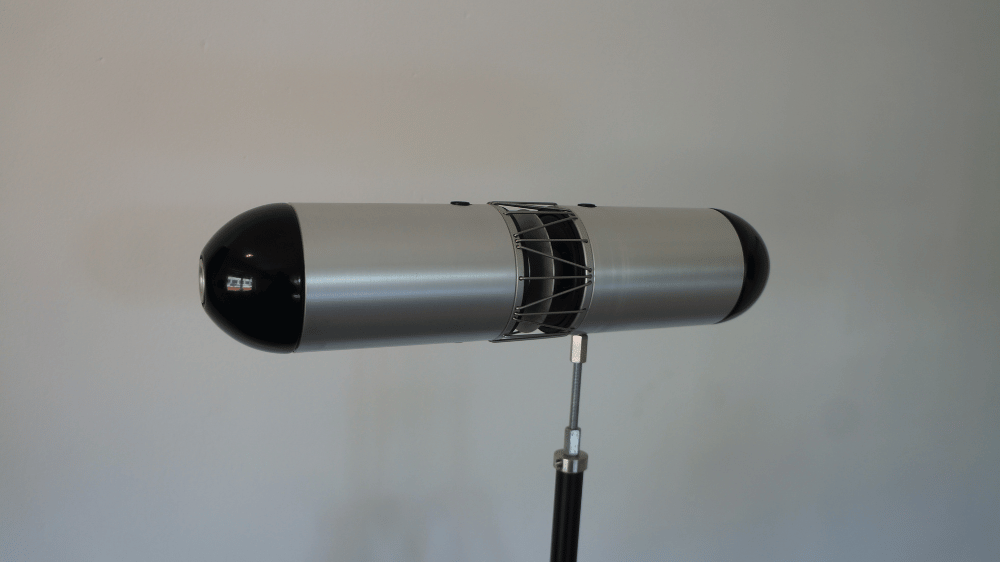 Qoms2 high output monopole sound source front view on tripod