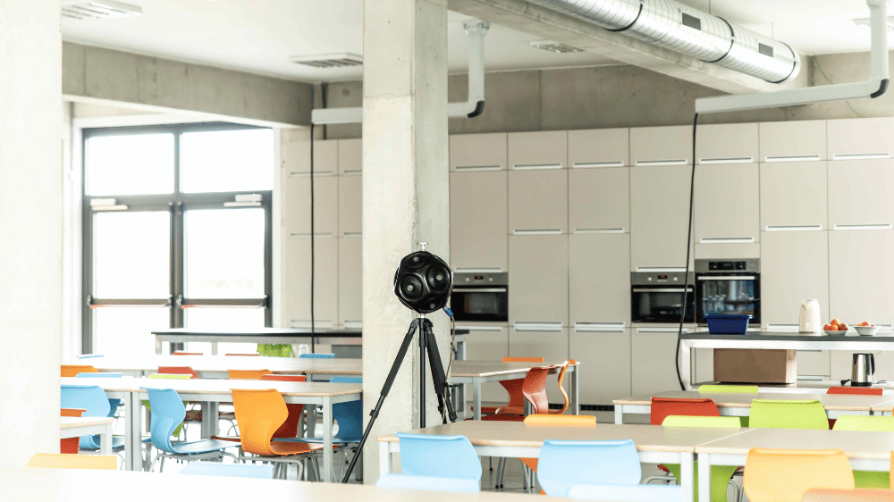 Dodecahedron sound source setup for building acoustics testing in classrooms and offices