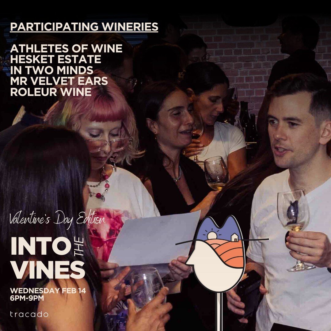 Into The Vines #5 Valentine's Day- swipe right (yeah, pun intended) for the smooth lineup! ⁠
⁠
@athletesofwine⁠
@hesketestate⁠
@intwomindswines⁠
@mrvelvetears⁠
@rouleurwines⁠
⁠
Tix at https://www.intothevines.com.au/ ⁠
⁠
intothevines #intothevines ⁠