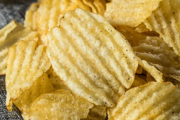a close up shot of potato chips