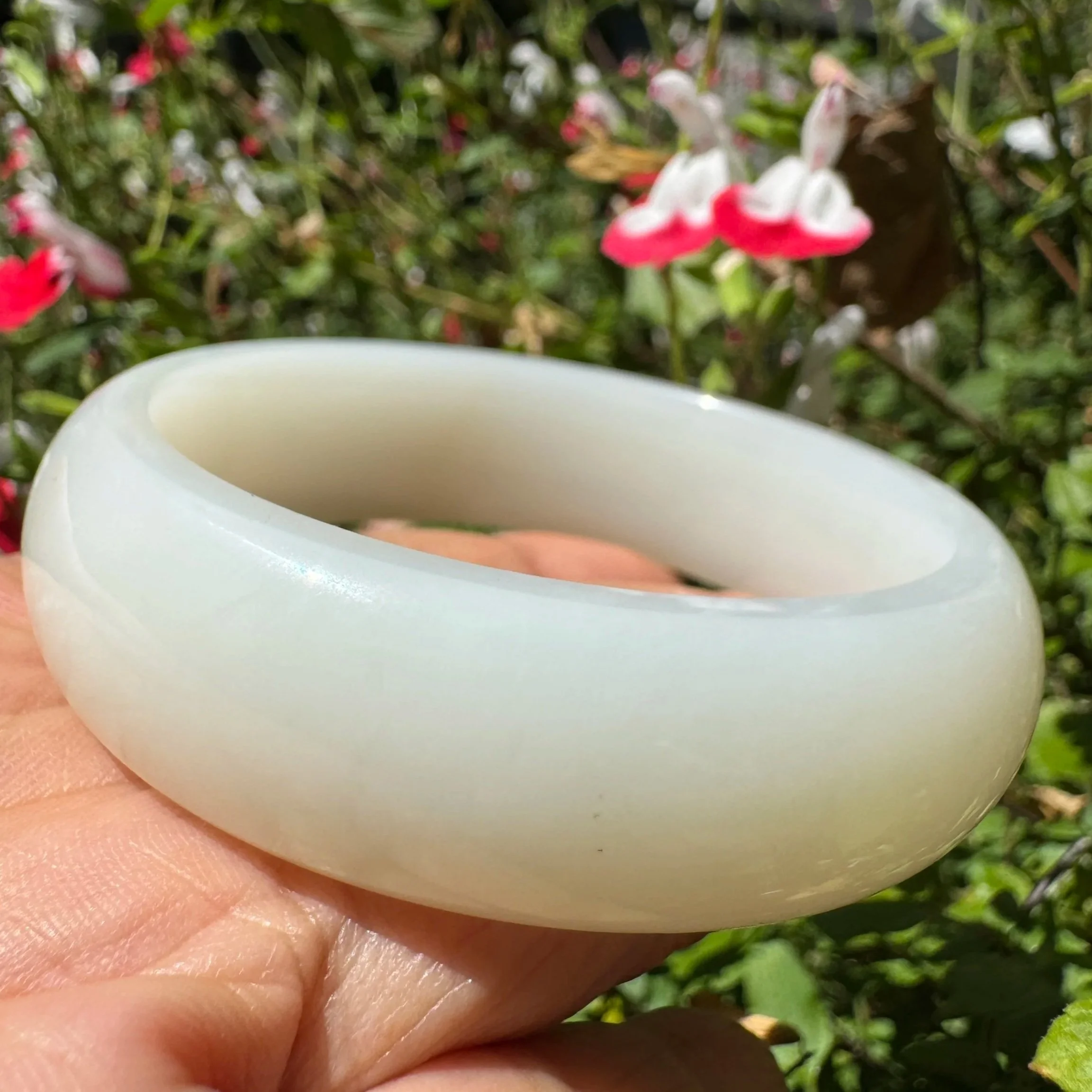 Certified Premium Hetian Mutton Fat White Nephrite Jade Bangle Bracelet ( 54.7mm)