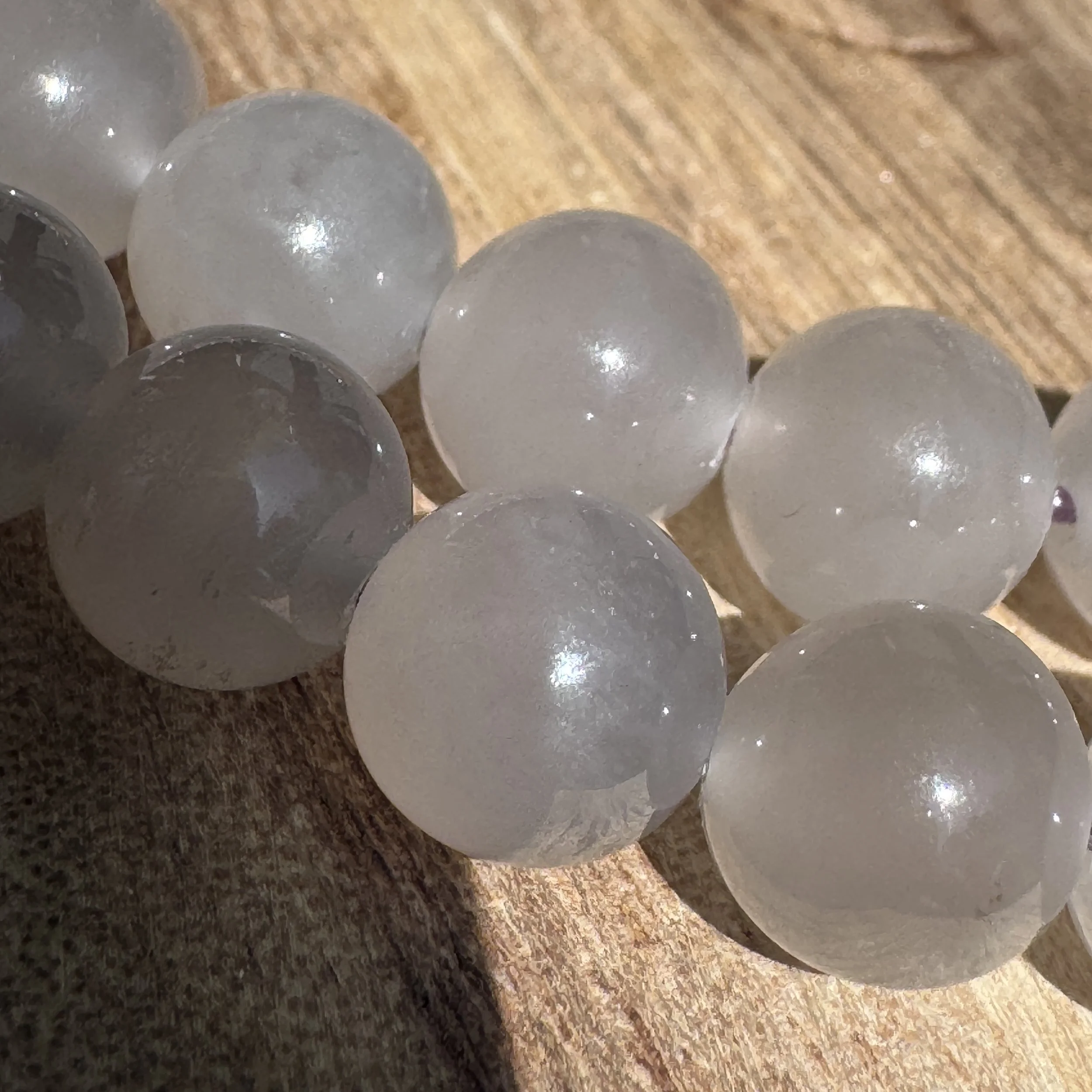 Authentic high quality Jade beads choker necklace ( 17 inches) -Hetian light lavender hue nephrite jade beads (8mm)