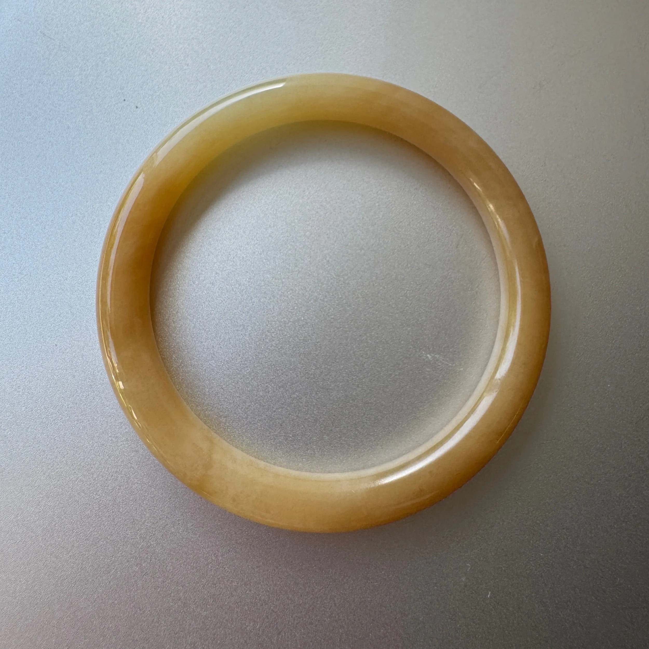 Natural Xinjiang Qiemo Hetian Sugar Nephrite Jade Bangle – Honey Caramel Sugar Colour, 57mm