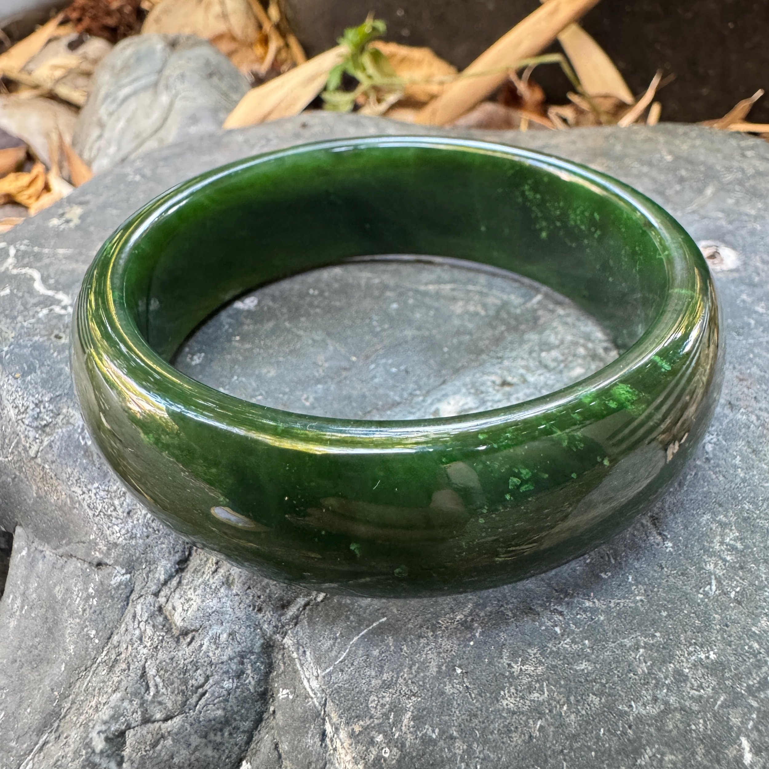 60.5mm Natural Canadian Polar Nephrite Jade Bangle Bracelet