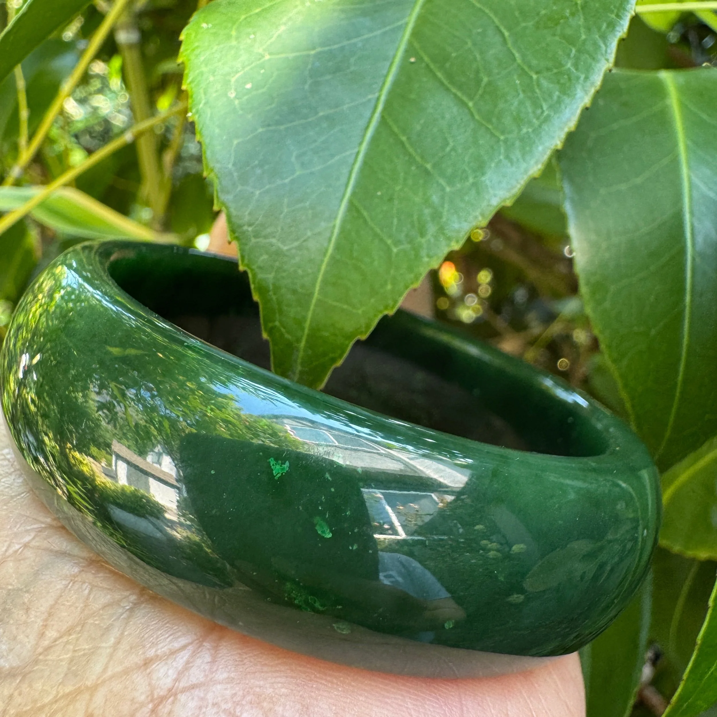 60.5mm Natural Canadian Polar Nephrite Jade Bangle Bracelet