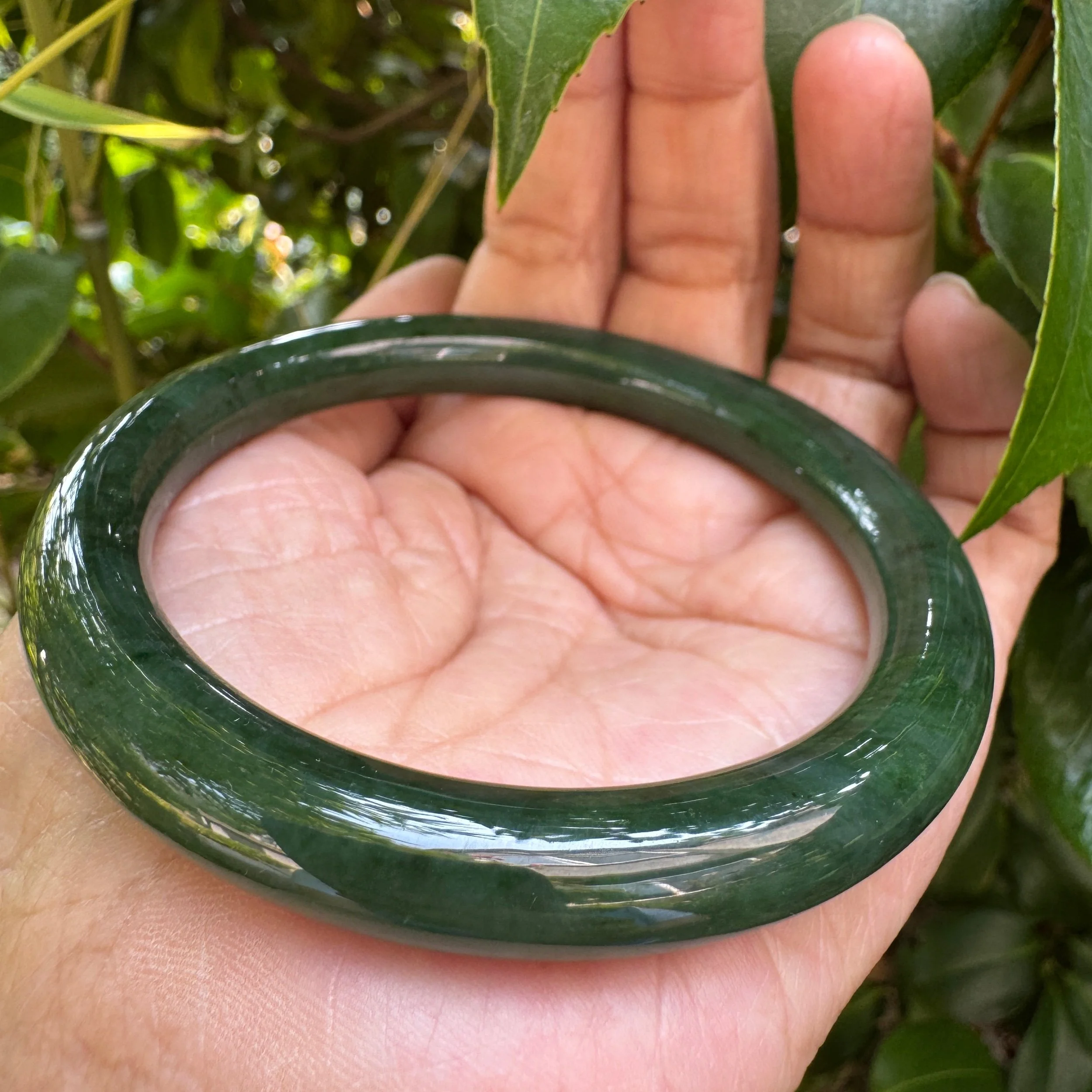 58.3mm Natural Canadian Nephrite Jade Bangle Bracelet