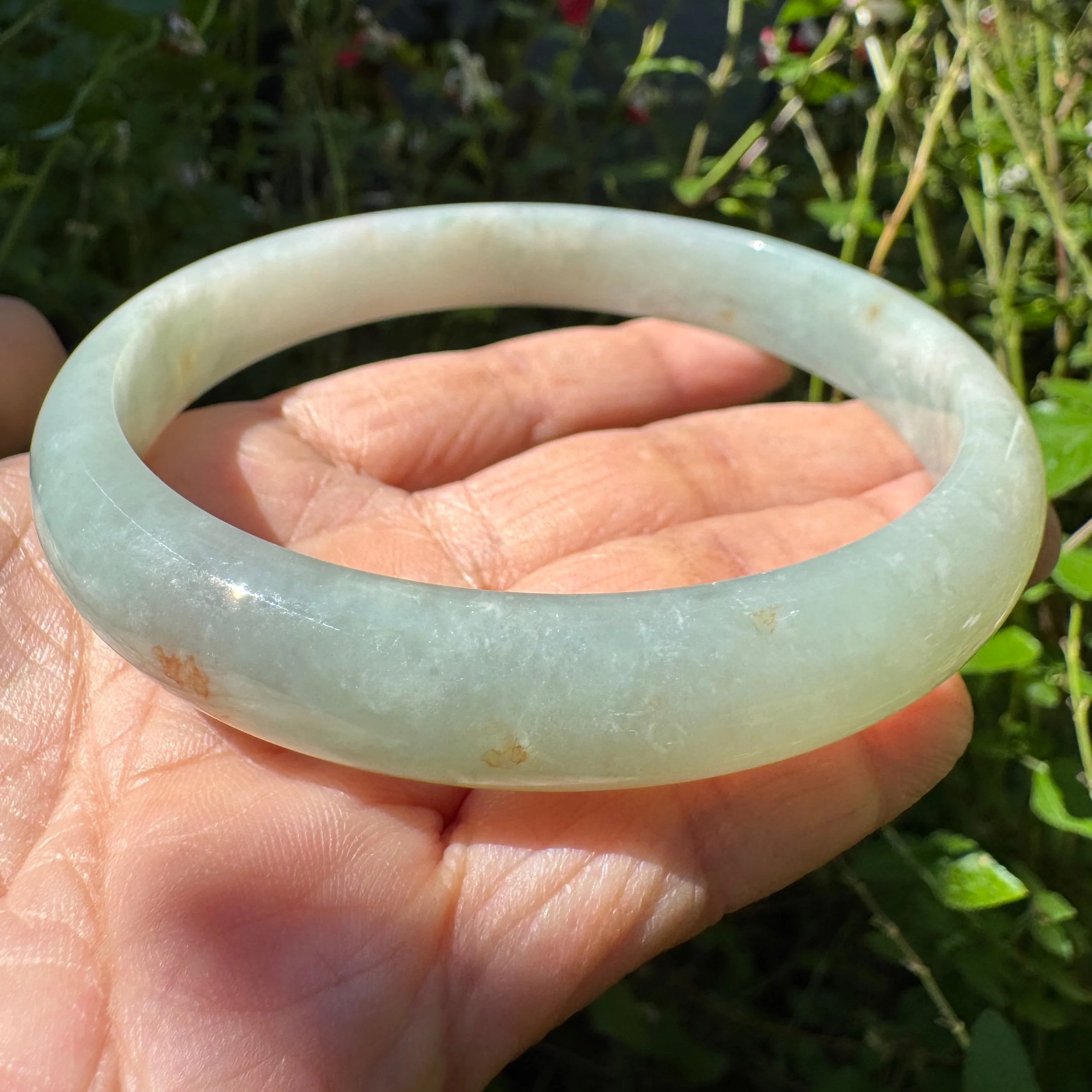 72.2mm Certify Type A Natural Pale Blue-Green Myanmar Jadeite Bangle Bracelet -extra large