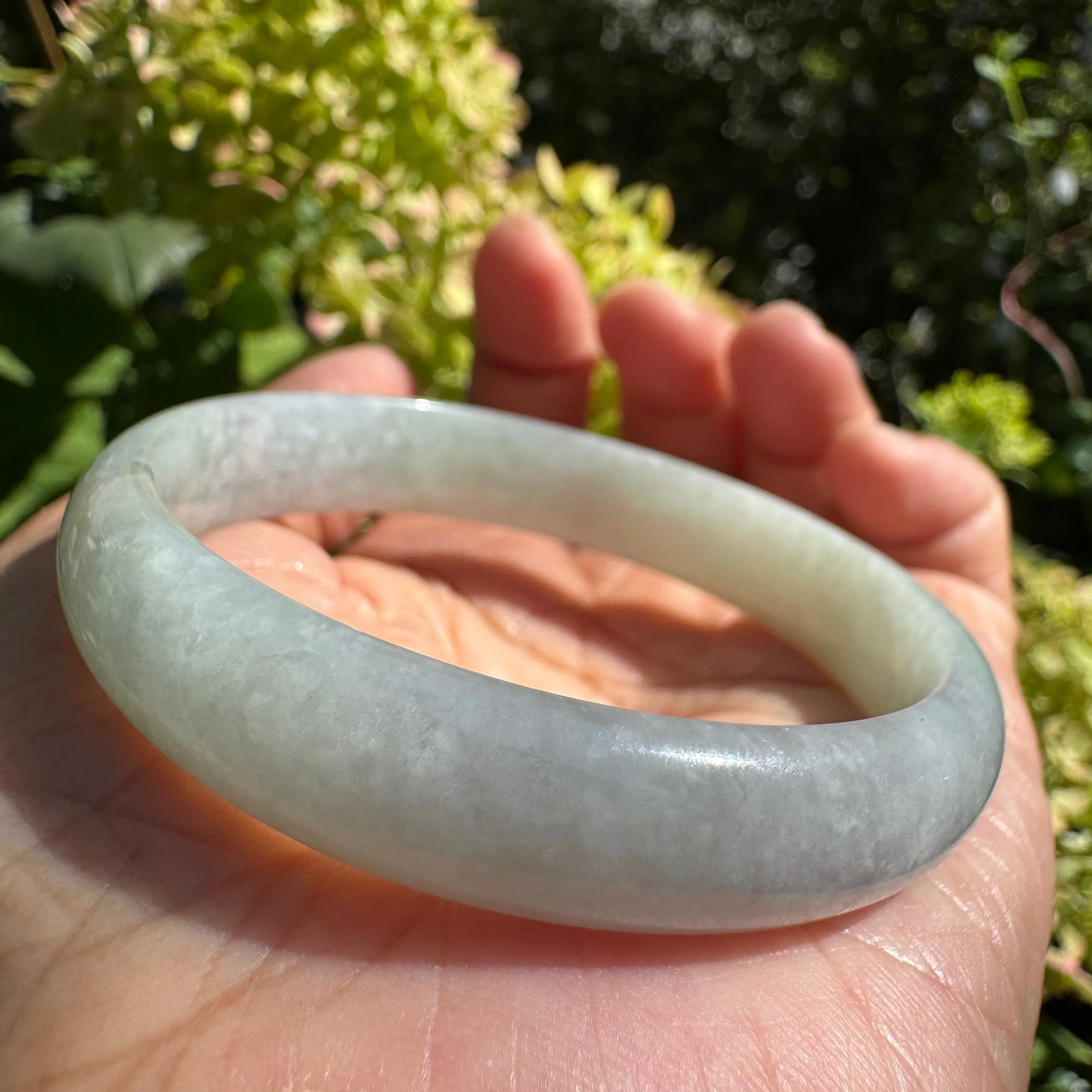 50.7mm Natural Light Green & Lavender Myanmar Jadeite Bangle Bracelet