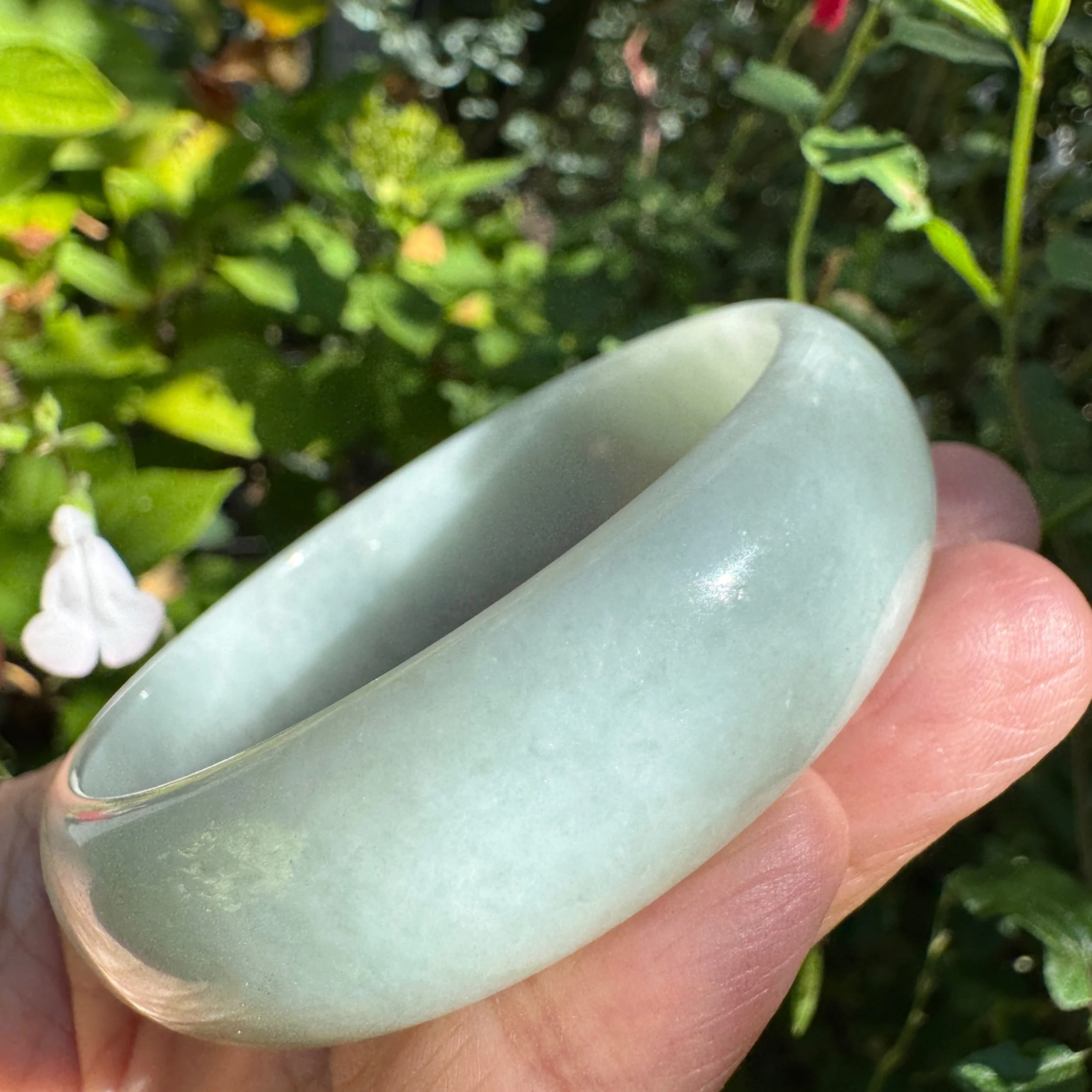 58.1mm Natural Pale Green Jadeite Jade Bangle Bracelet