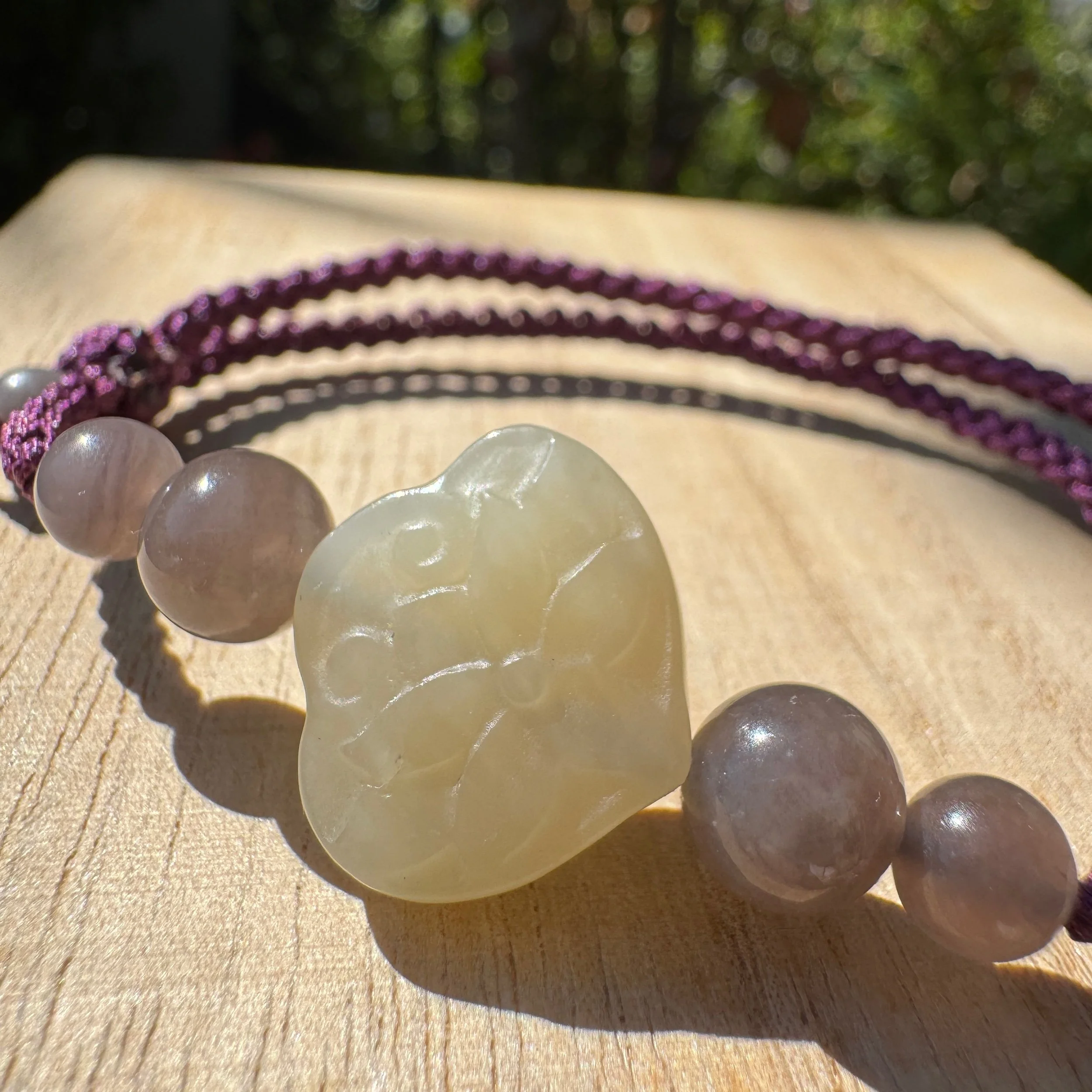 Hand-Braided Hetian Jade Ruyi Lotus Adjustable Bracelet