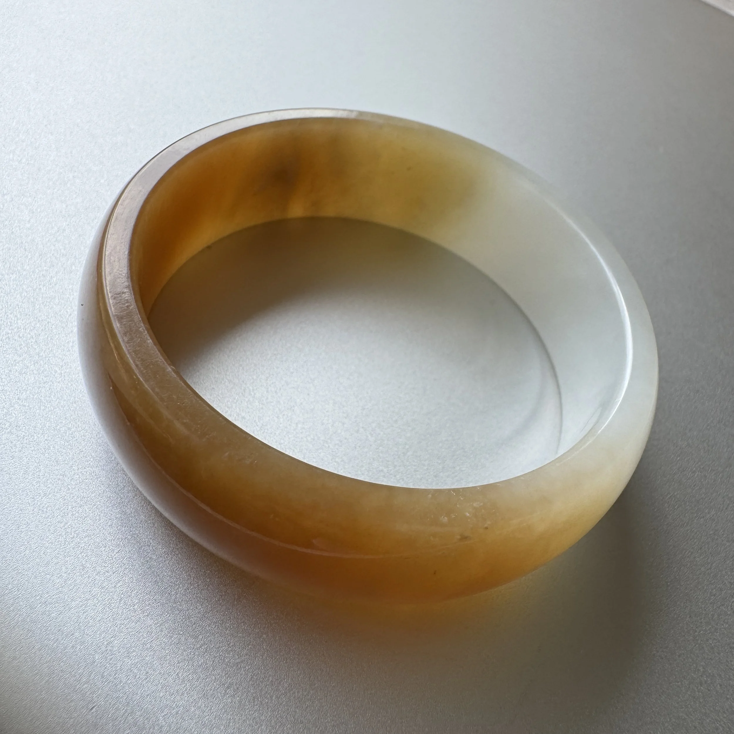 Genuine certified Hetian mutton fat white sugar nephrite jade bangle bracelet （53mm)