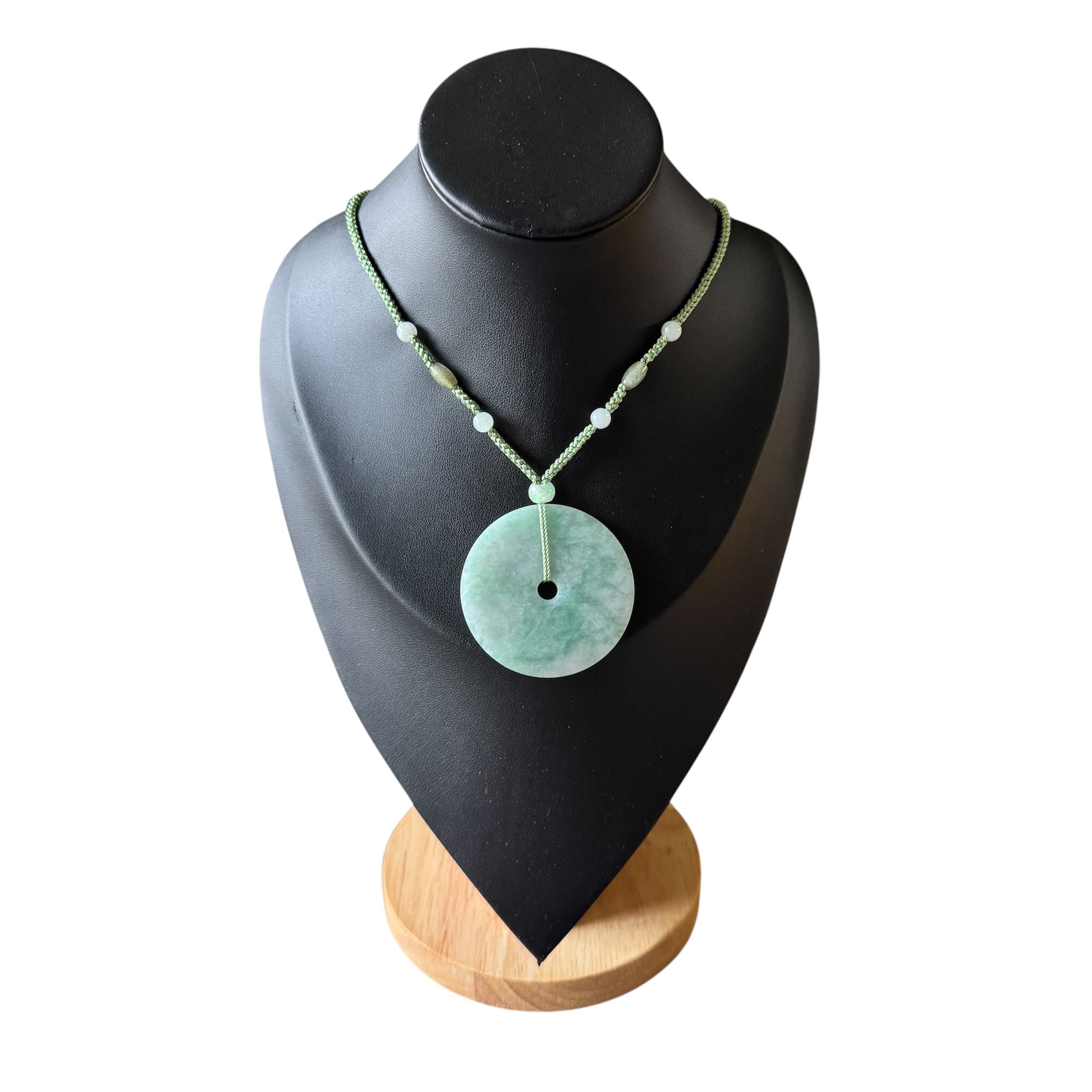 Myanmar Jade Bi pendant - Large donut shape (52.1mm) - totally natural apple green