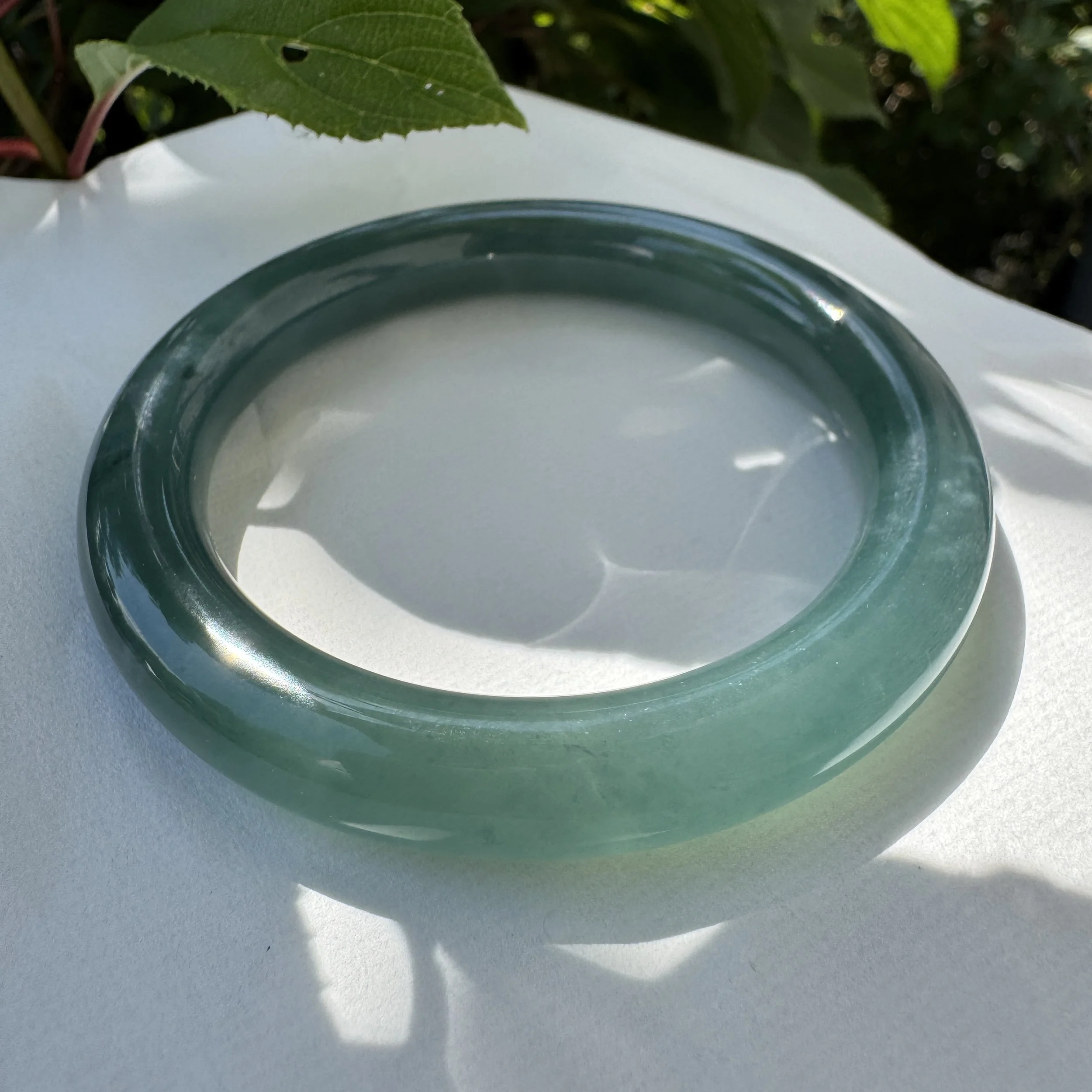 Jade bangle bracelet(56mm)-Genuine certified Type A -Top grade Guatemala Jadeite - icy blue jade
