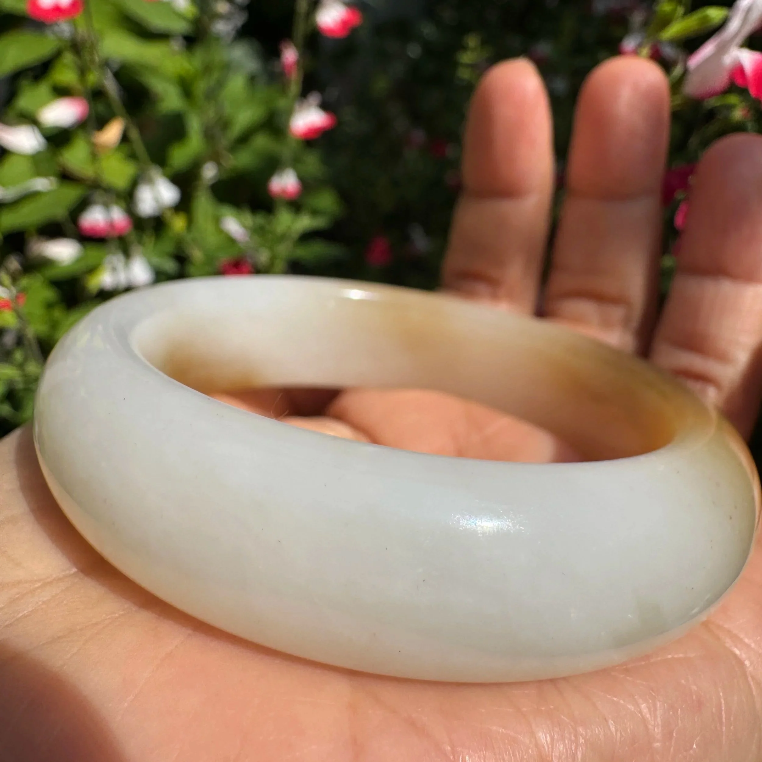 54mm Xinjiang  Hetian Zi Liao (seed) river nephrite jade bangle bracelet