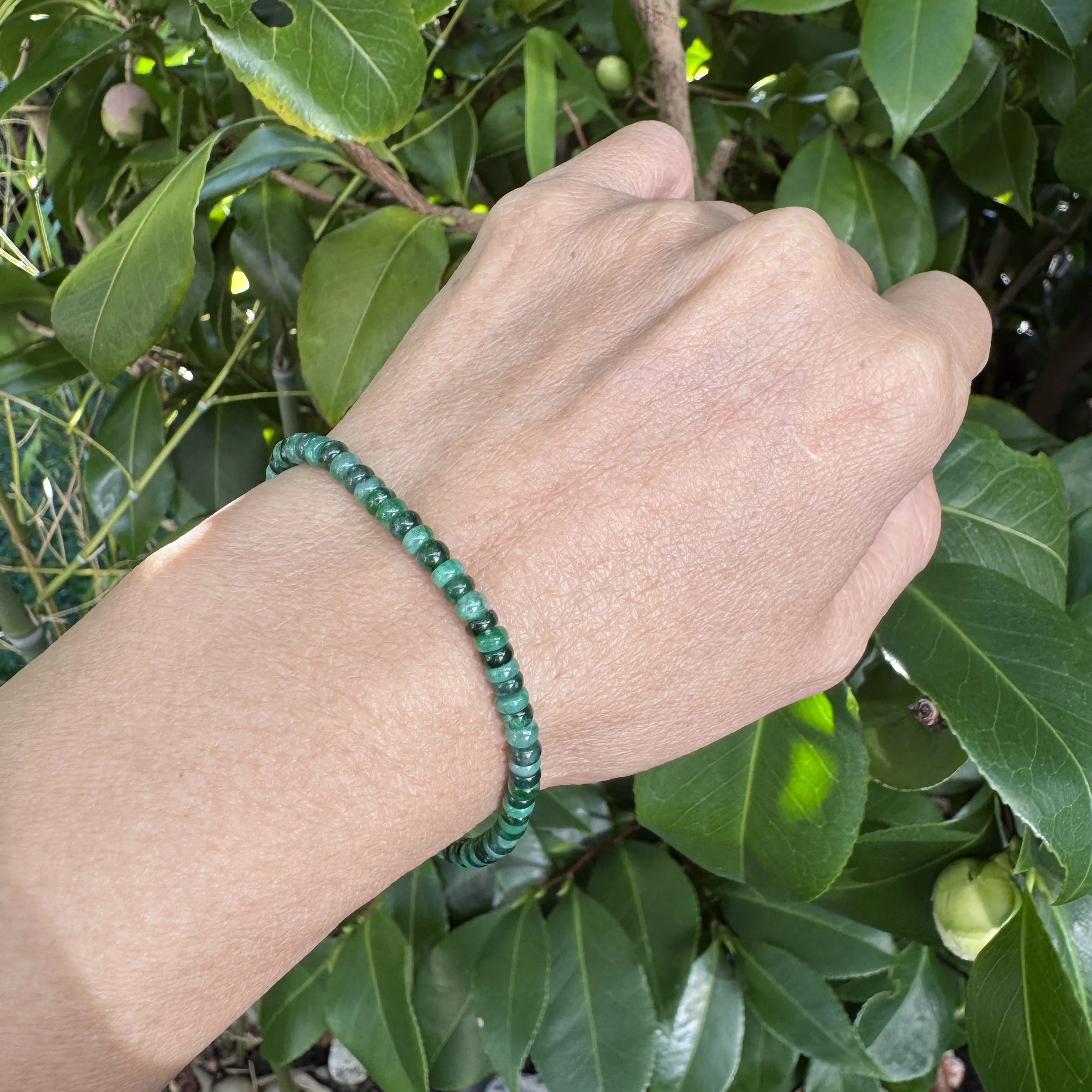 Jade bracelet- Genuine green jadeite beads ( 3.8mm ) bracelet