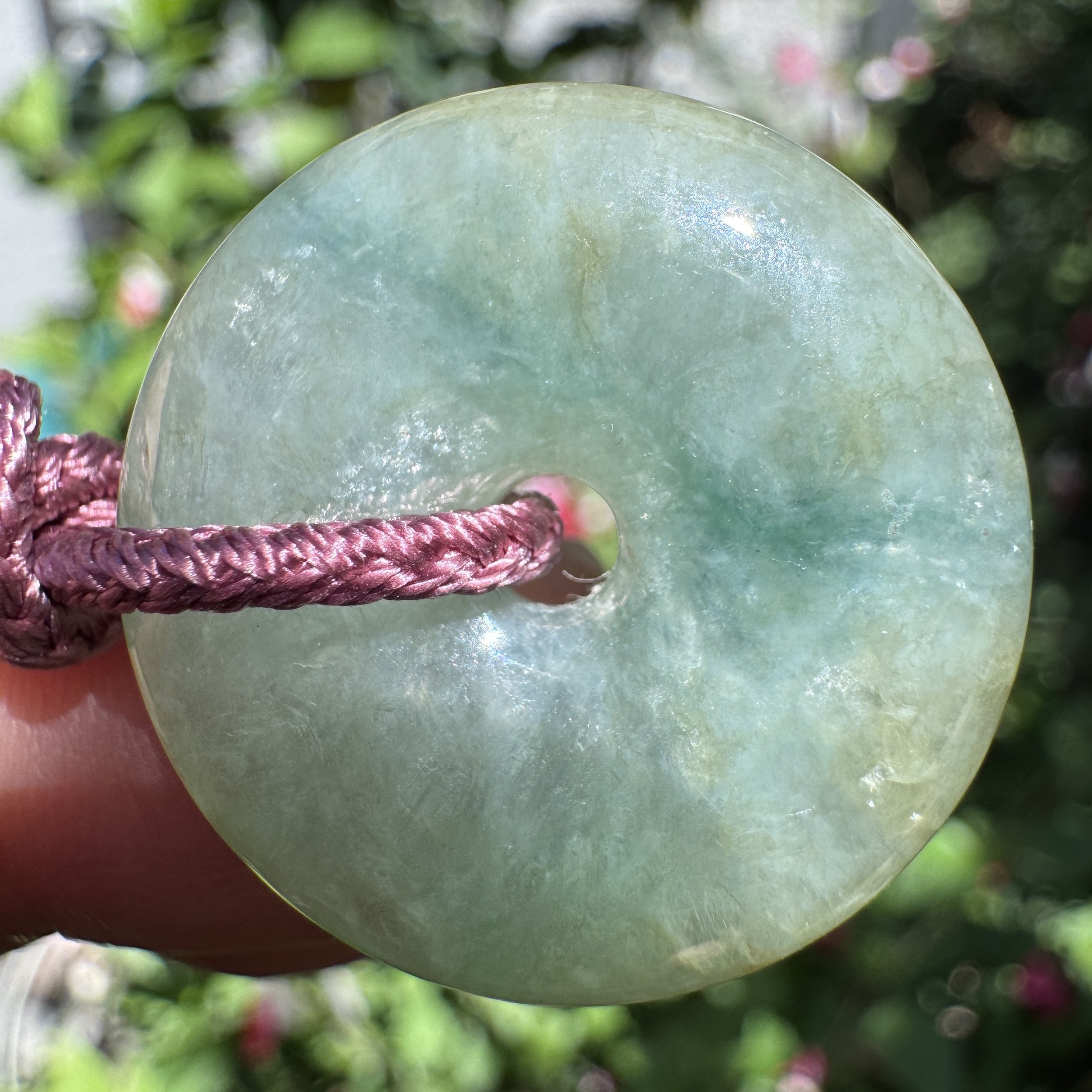 Green Jade Donut Pendant 24mm