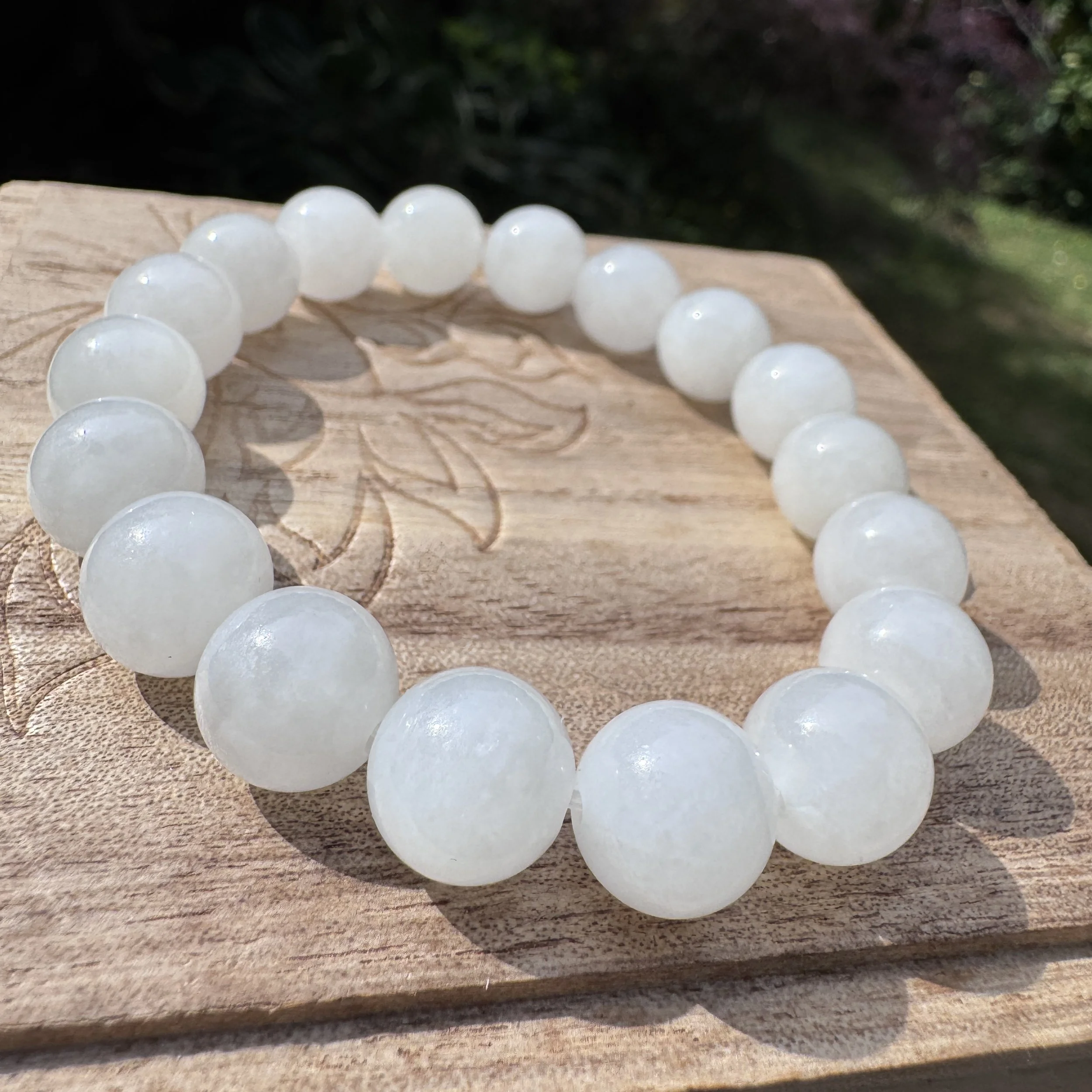 Jade bracelet- Top grade Hetian mutton fat white nephrite  beads(12mm)
