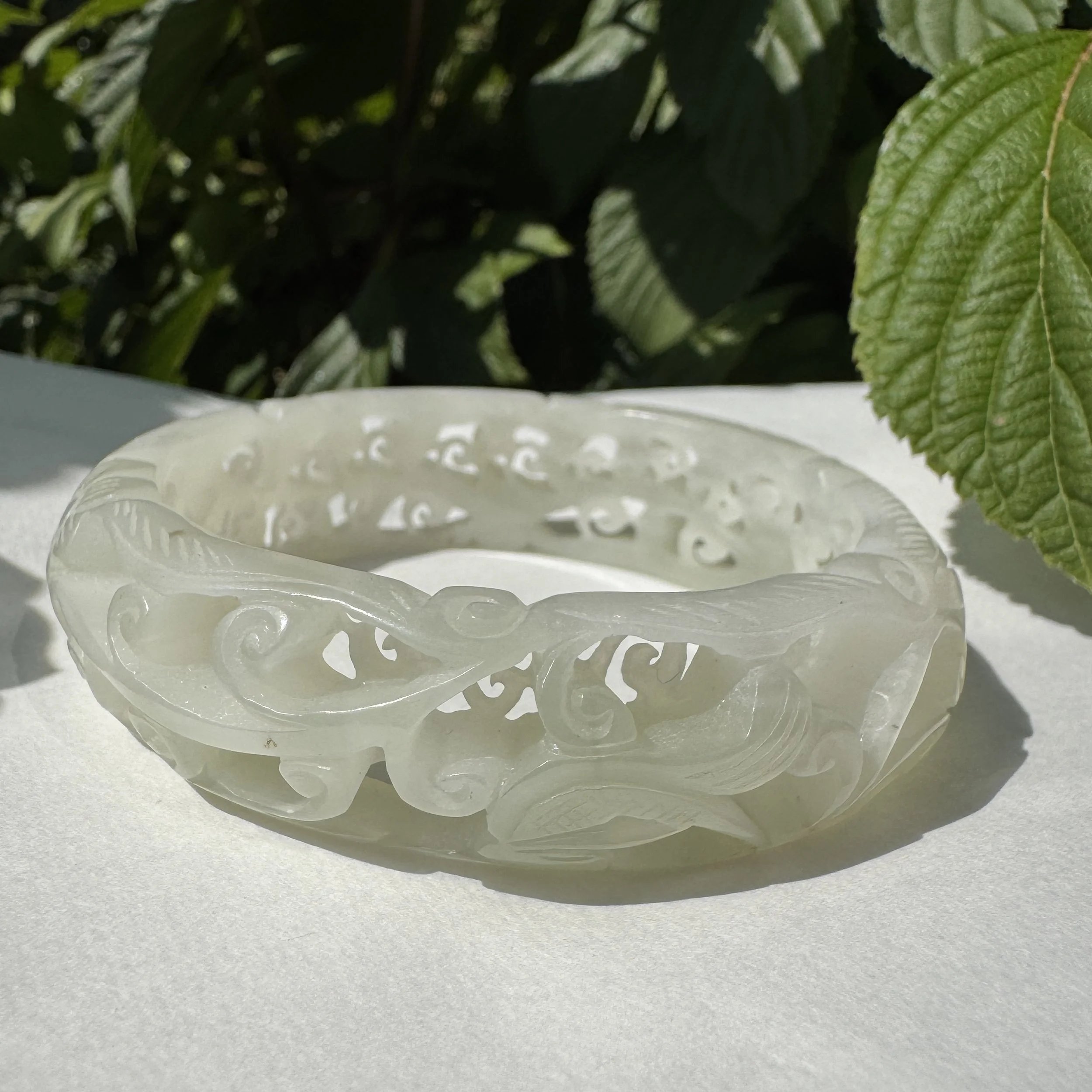 59mm Hetian White nephrite jade bangle bracelet