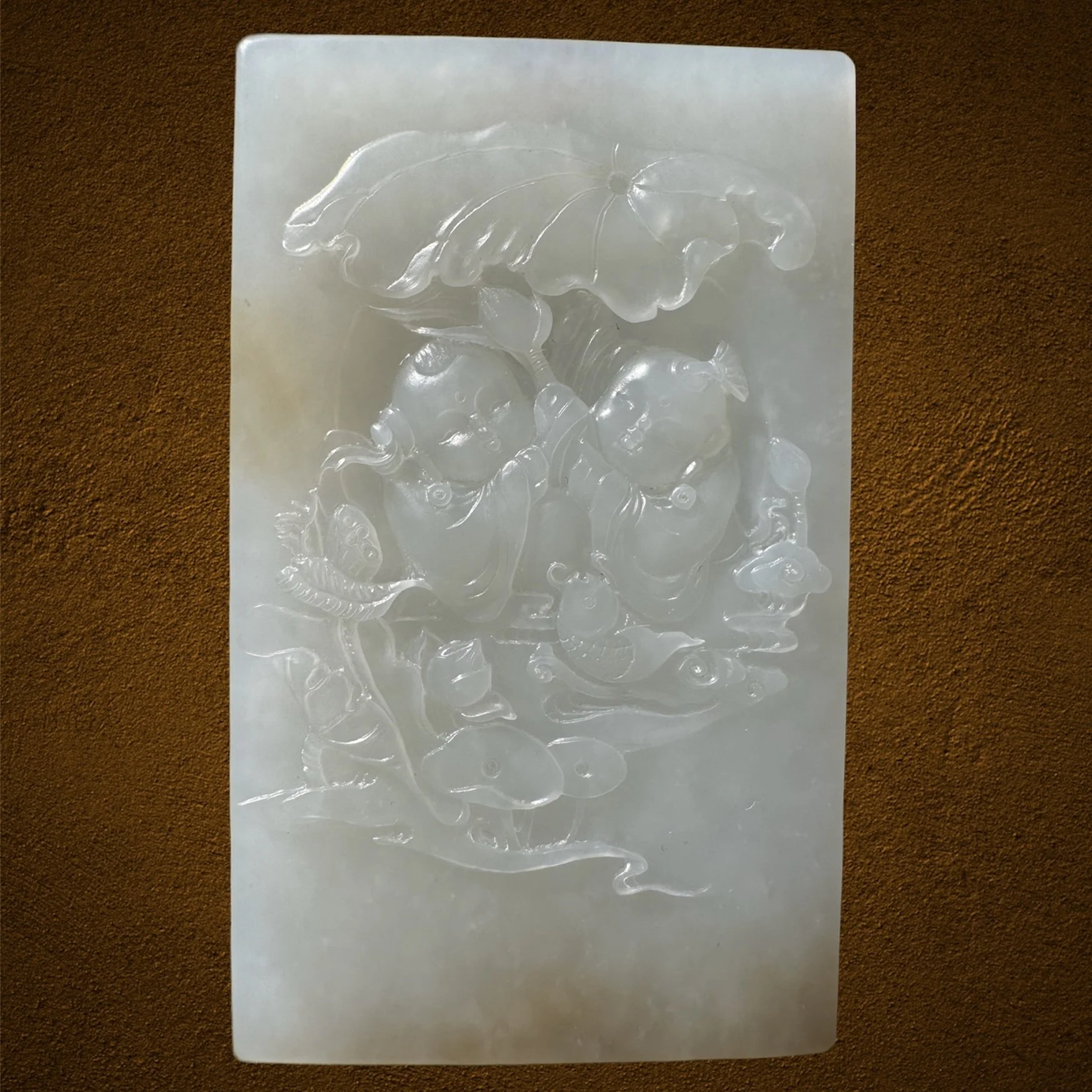 Hetian mutton fat white nephrite  jade rectangular pendant, Zi Gang Pai