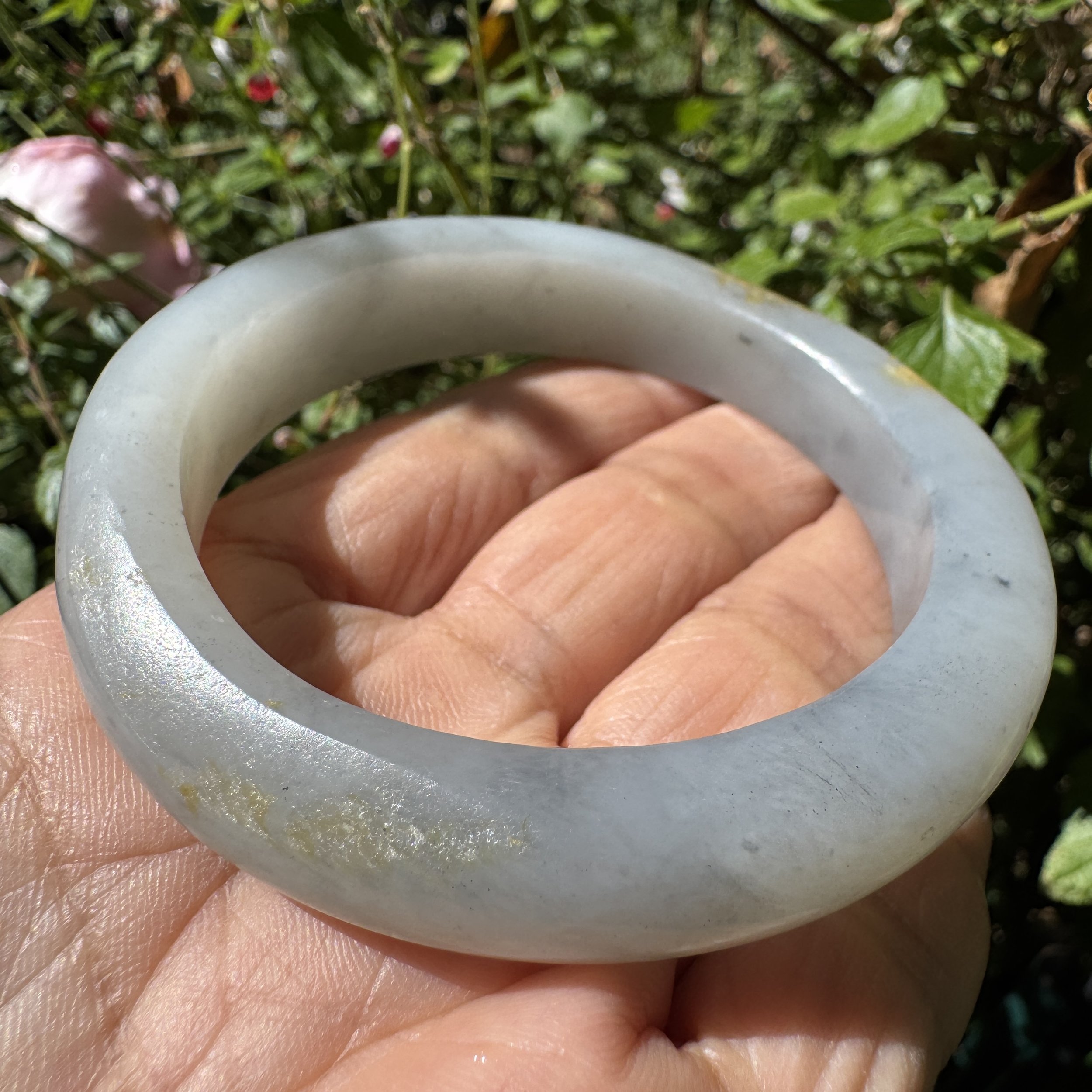 Genuine Certified  Hetian jade  (53.3mm)-Top quality Purple Cobblestone river nephrite (Ziliao) -Golden rock skin