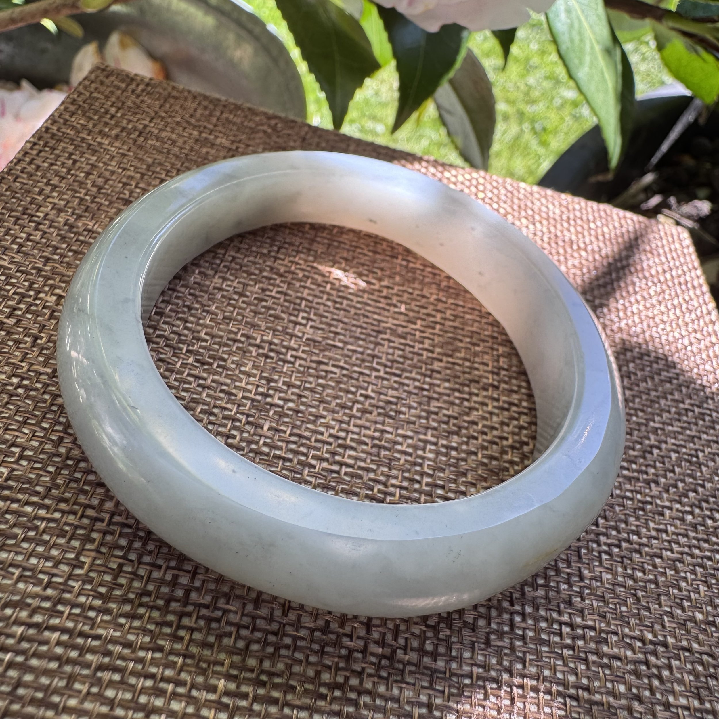 Hetian jade bangle bracelet (53mm)-Purple Coblestone nephrite-Hand made