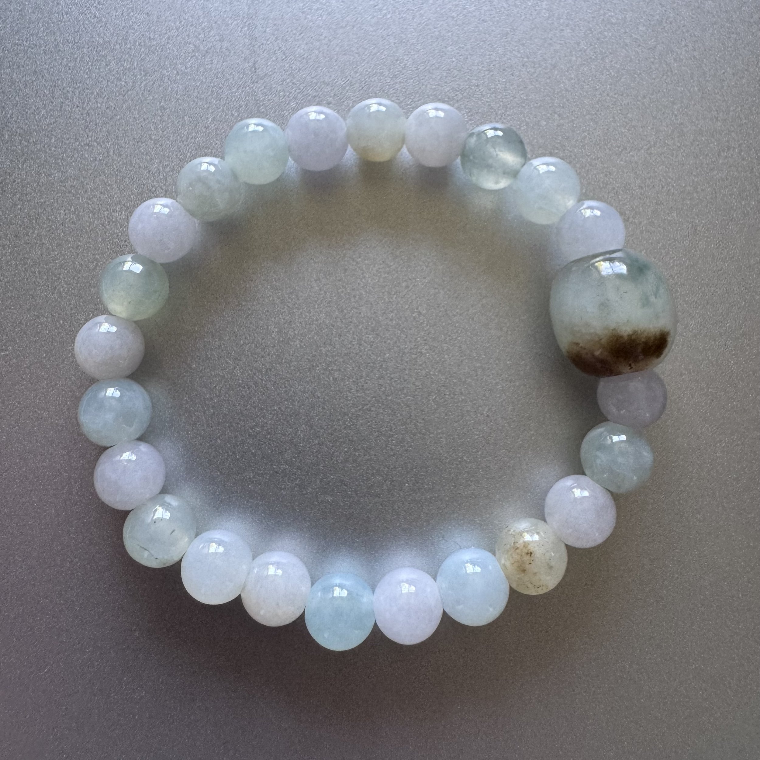 Jade bracelet- Myanmar jadeite beads bracelet-icy with natural colors