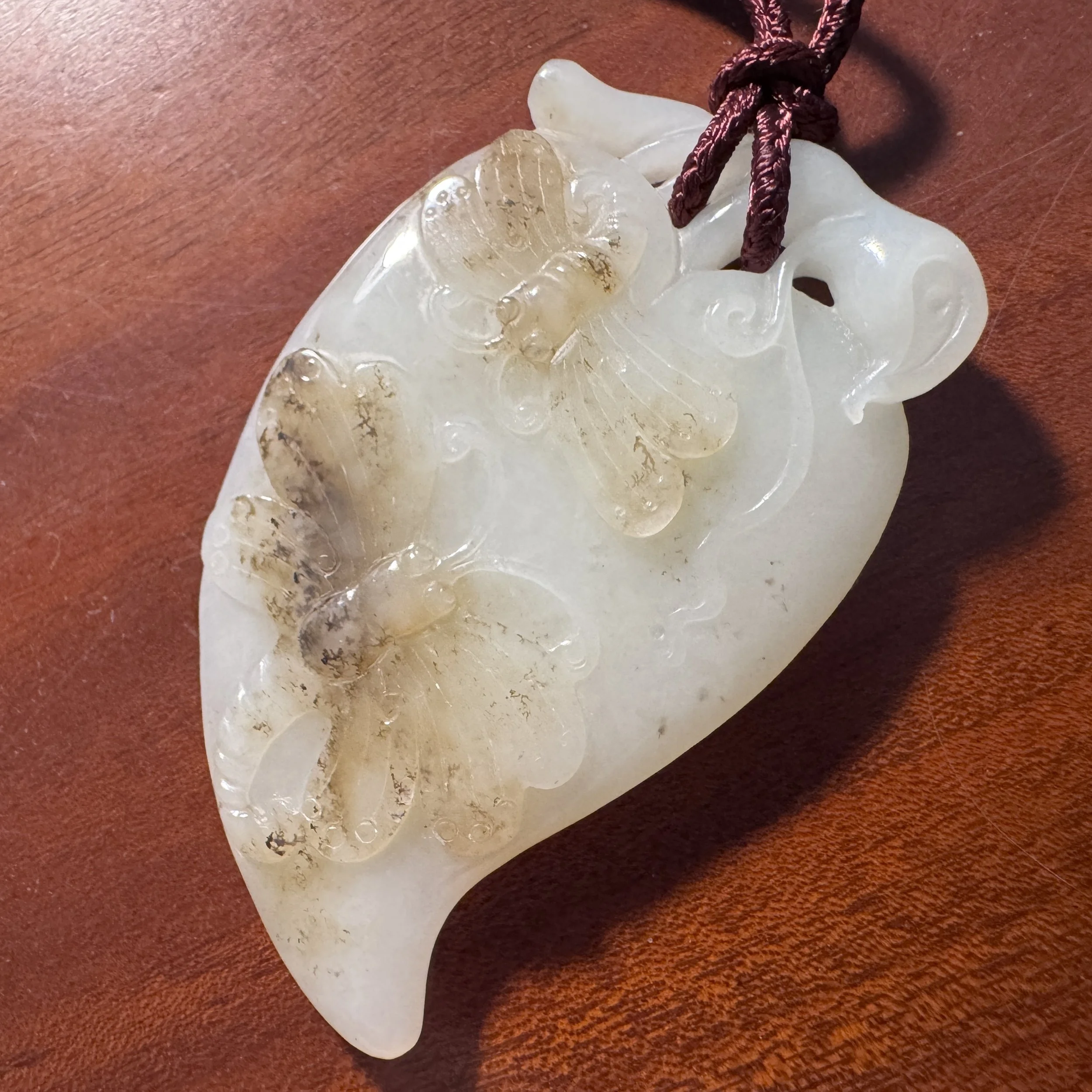 Masterpiece Carving: Certified natural Hetian Cobblestone Nephrite Jade "Longevity Peach" Large Pendant