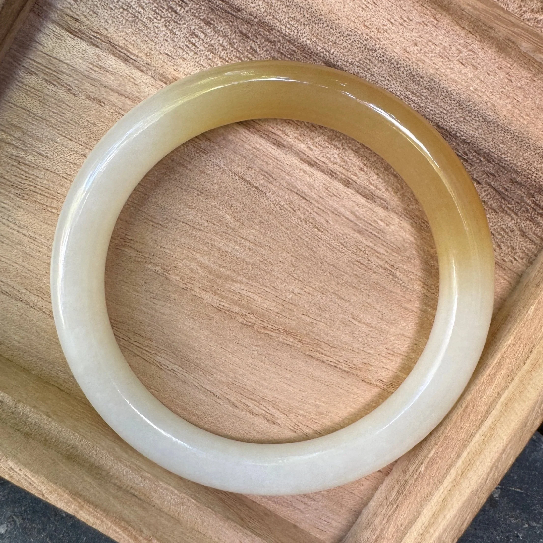 Jade bangle bracelet- certified natural Hetian nephrite jade (56.5mm)-perfect natural charming  sugar and mutton fat white