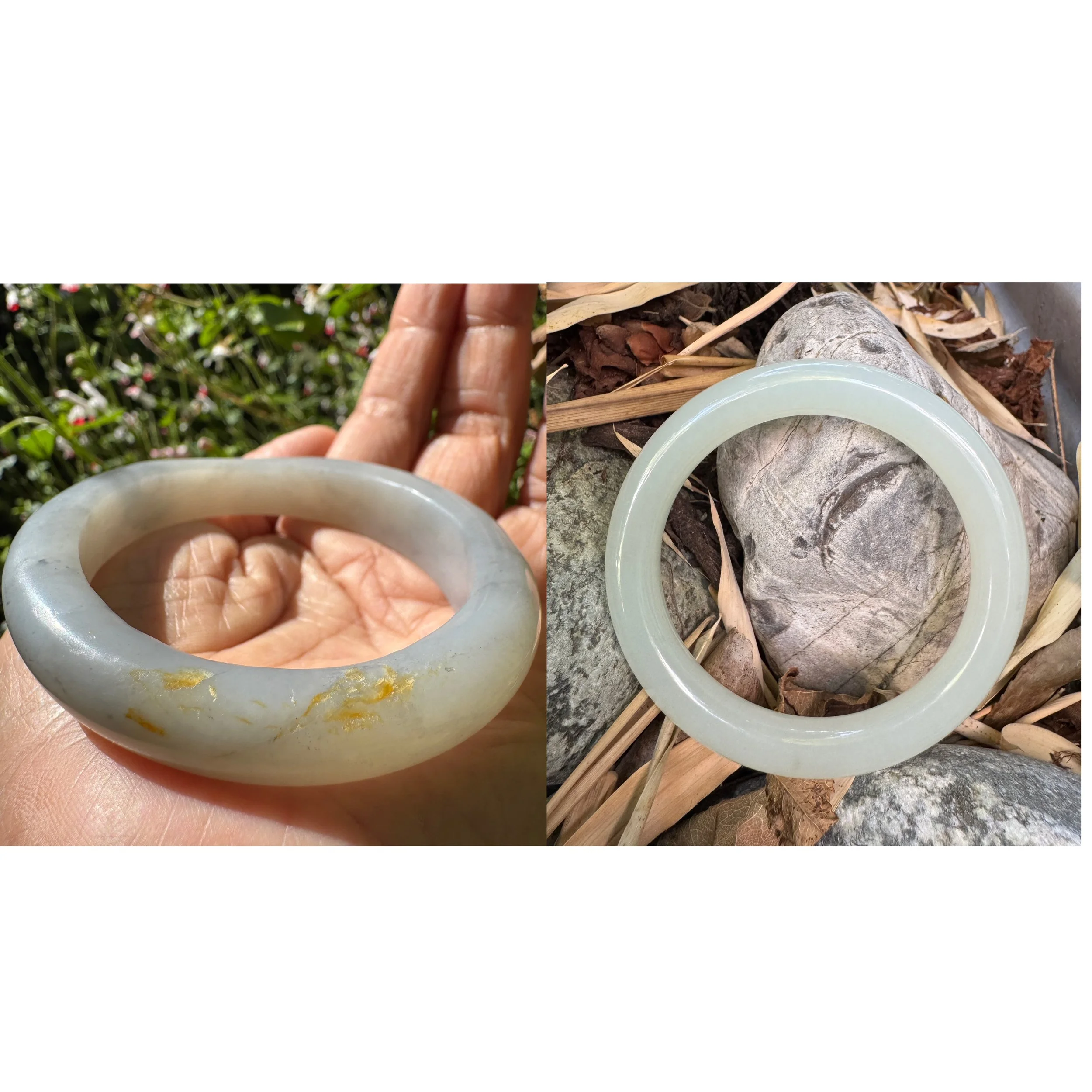Two natural Hetian nephrite bangles
