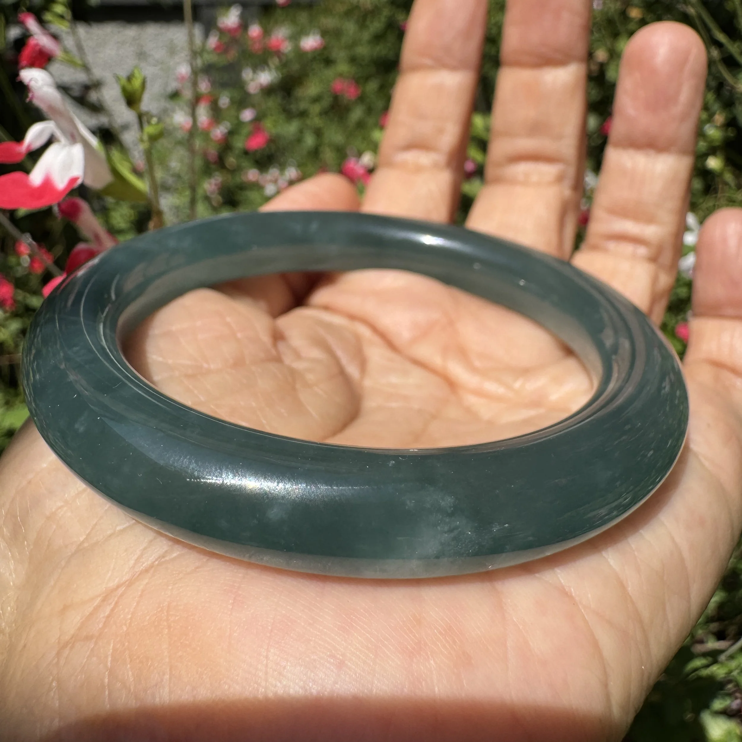 blue icy jadeite  bangle - jademastervancouver.com