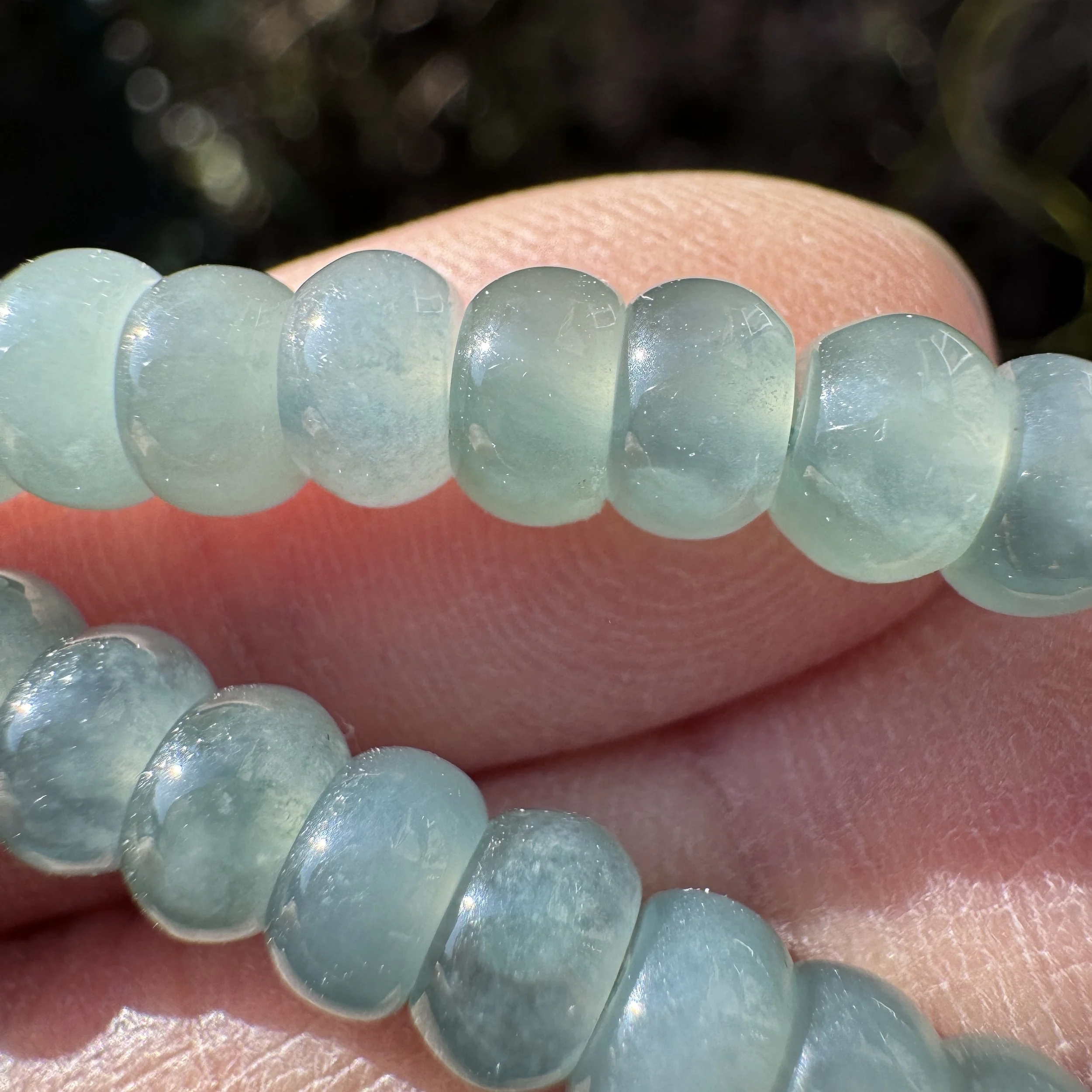 Jade necklace- Guatemala jadeite tiny beads (5.5mm)-16inches-icy blue jade