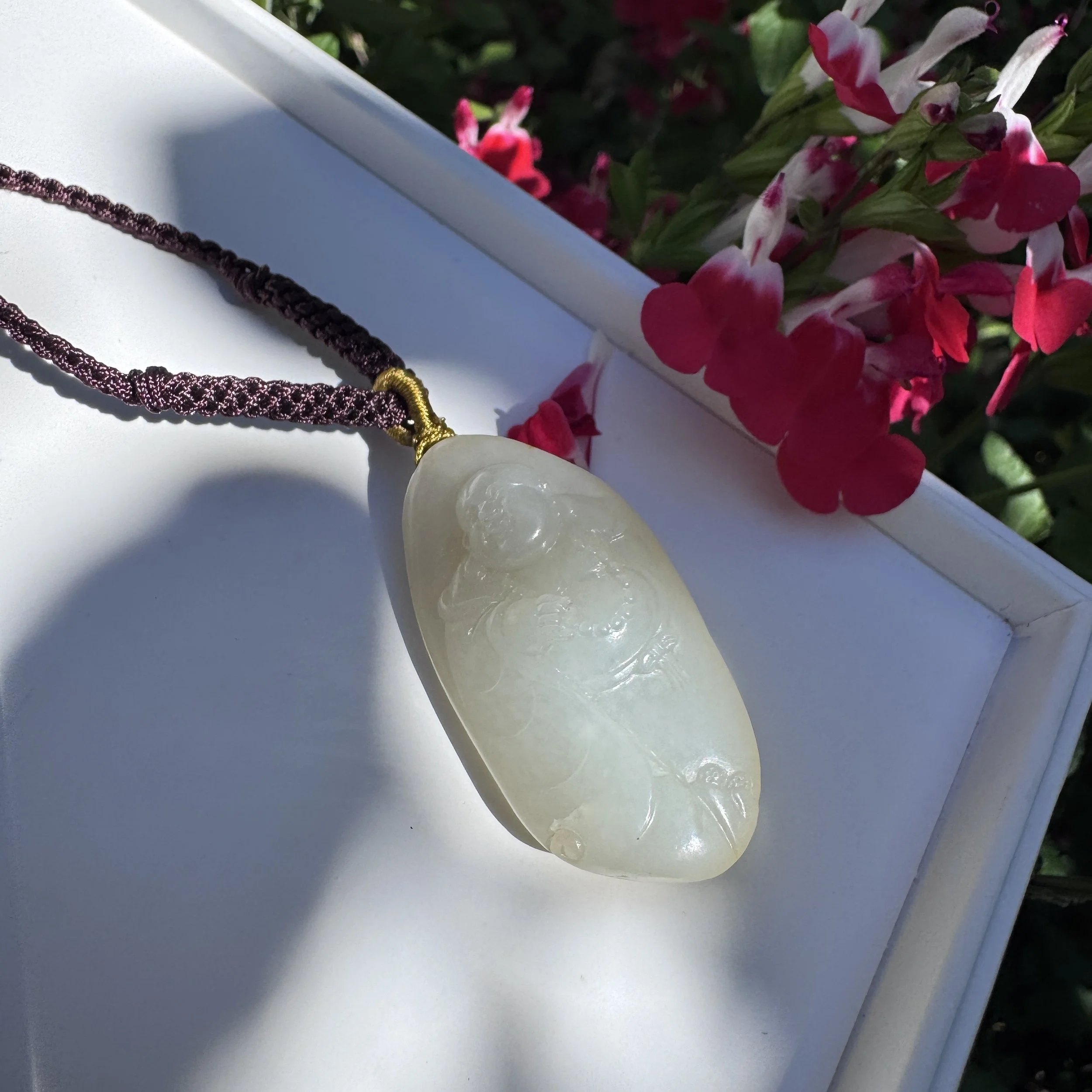op grade Hetian mutton fat white seed jade- jademastervancouver