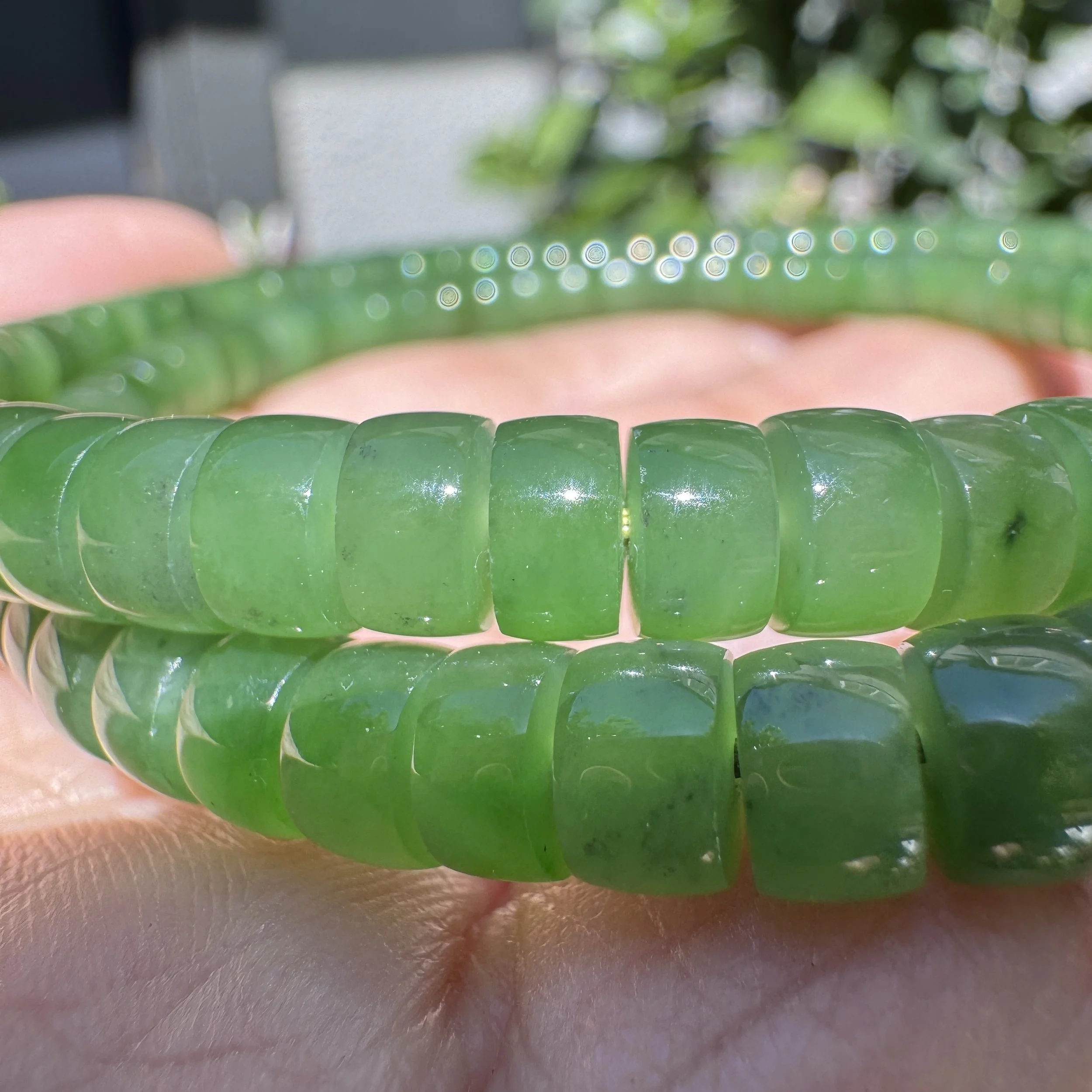 Green Nephrite Jade beads 6mm