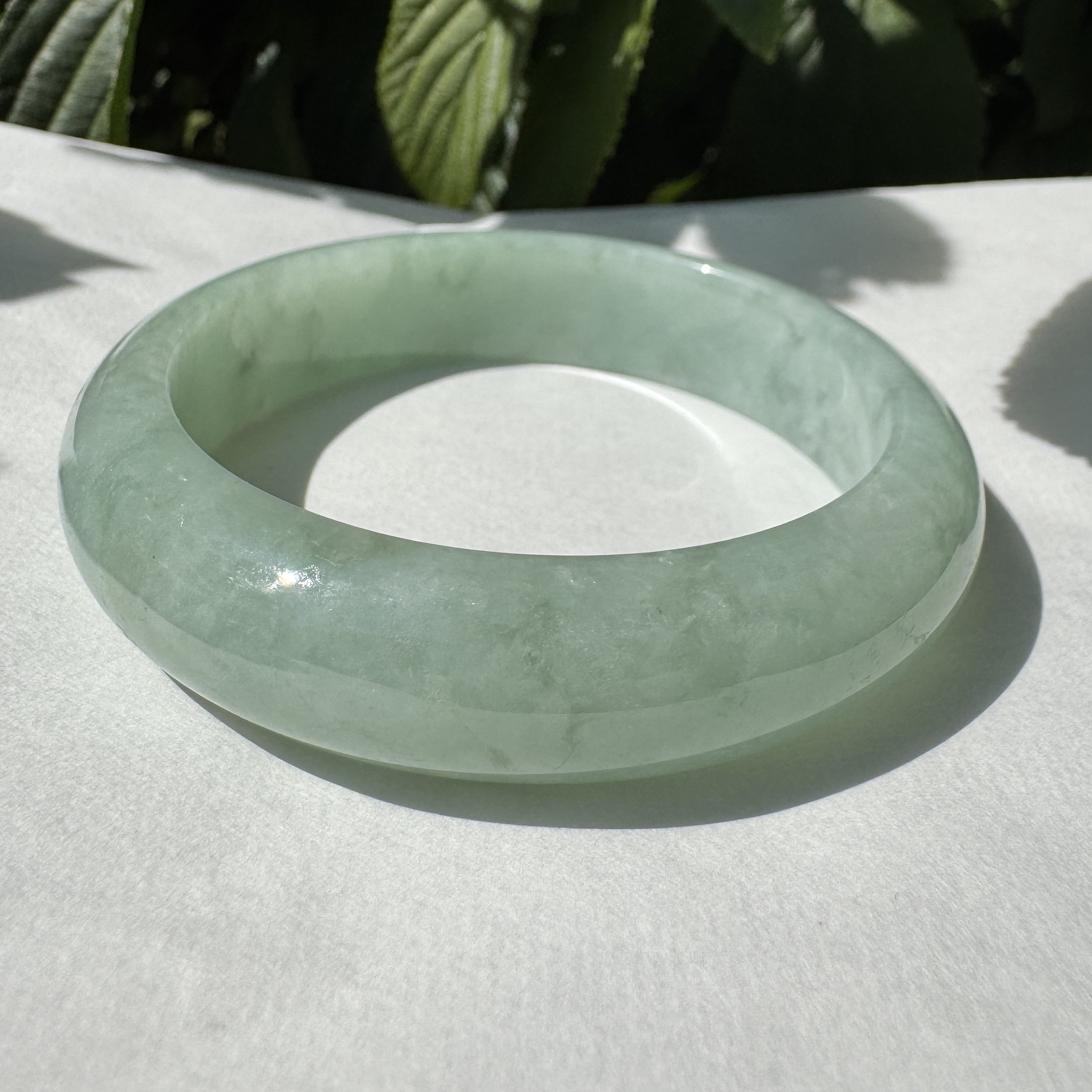 57mm Certified Type A Apple Green  Myanmar Jadeite Bangle Bracelet