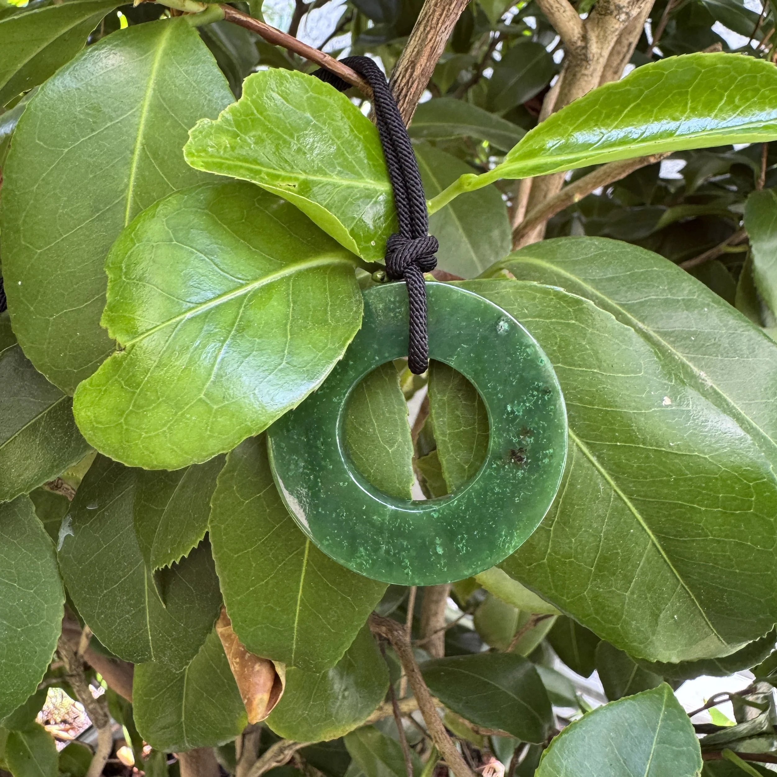 Jade pendant- Natural untreated Top grade Canadian Polar nephrite jade pendant- donut shaped ( Jade Bi) pendant- mint green
